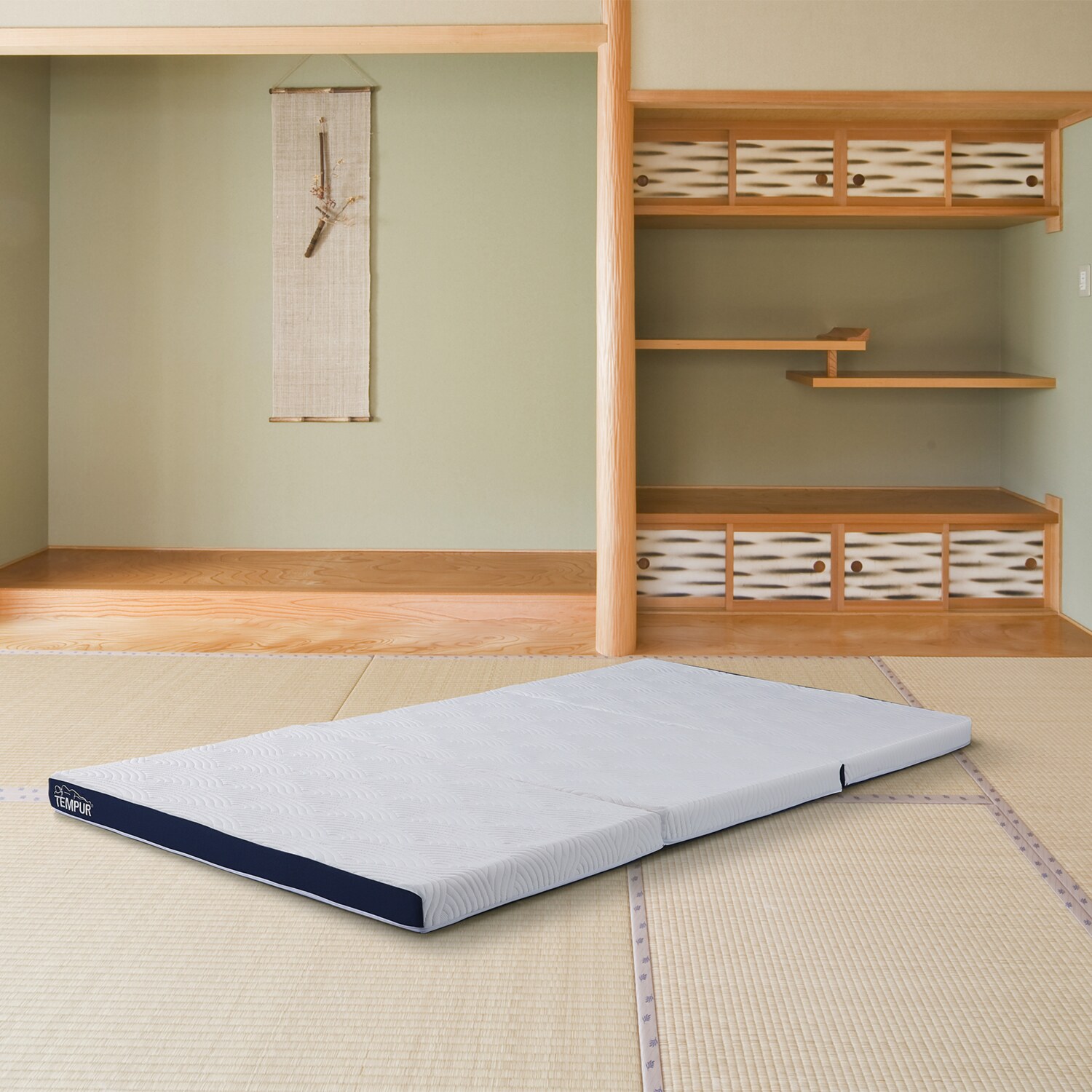 テンピュール（Ｒ） ２層構造で快適な寝心地！ 日本に向けて開発した フトンワンプラス （三つ折りマットレス） フィットシーツ特別セット ＜ダブル＞