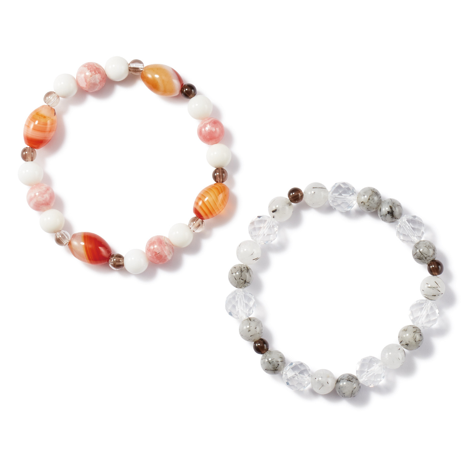 貴煌 ブラックルチルクォーツ＆ スモーキークォーツ＆ ロッククリスタルクォーツ イラスティック ブレスレット