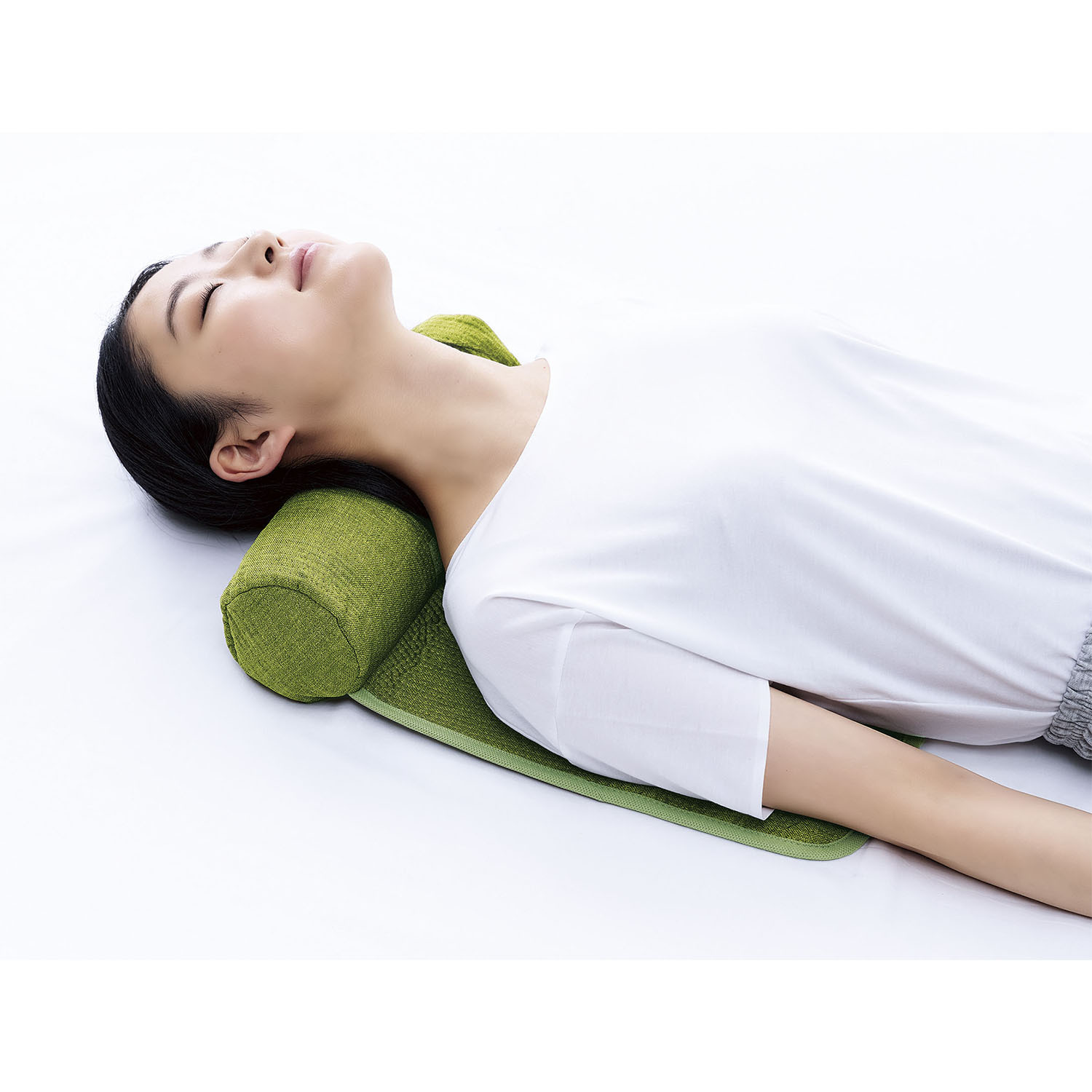 首・肩スッキリ！ 簡単ストレッチ枕 ひのきの香り ネックピロー ひのきオイル付セット