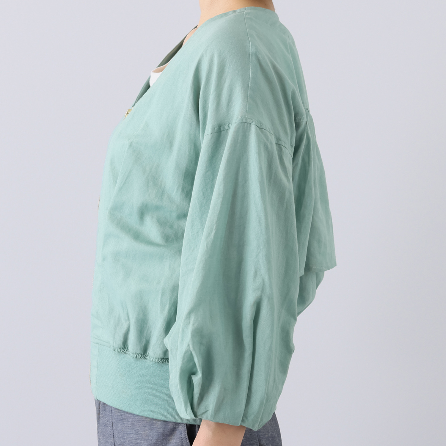 アンリック　オー　ブルー コットンリネン バックティアード エアーブルゾン