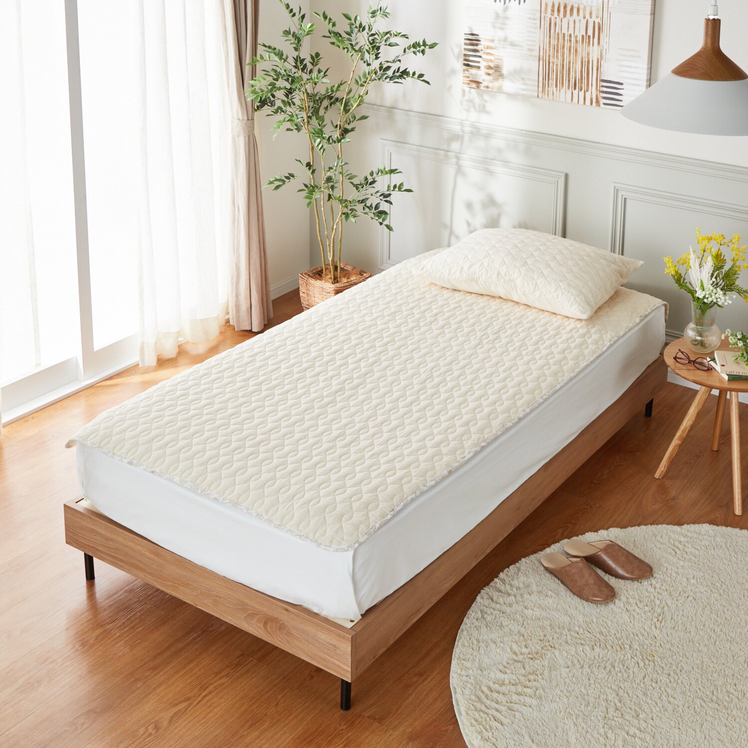 大津毛織 麻混 プレミアムコットンガーゼ 敷きパッド ＜セミダブル＞