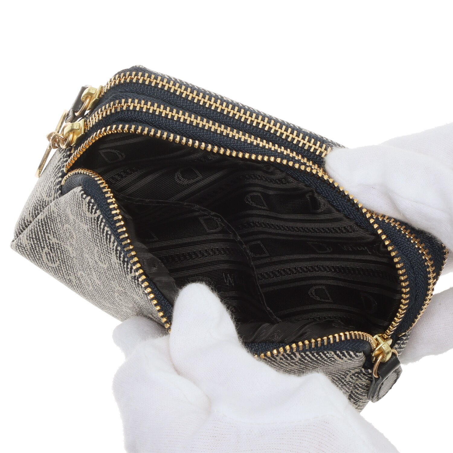 ホワイ “ＨＳＣコインハーネス” モノグラム ３連ジップポーチ