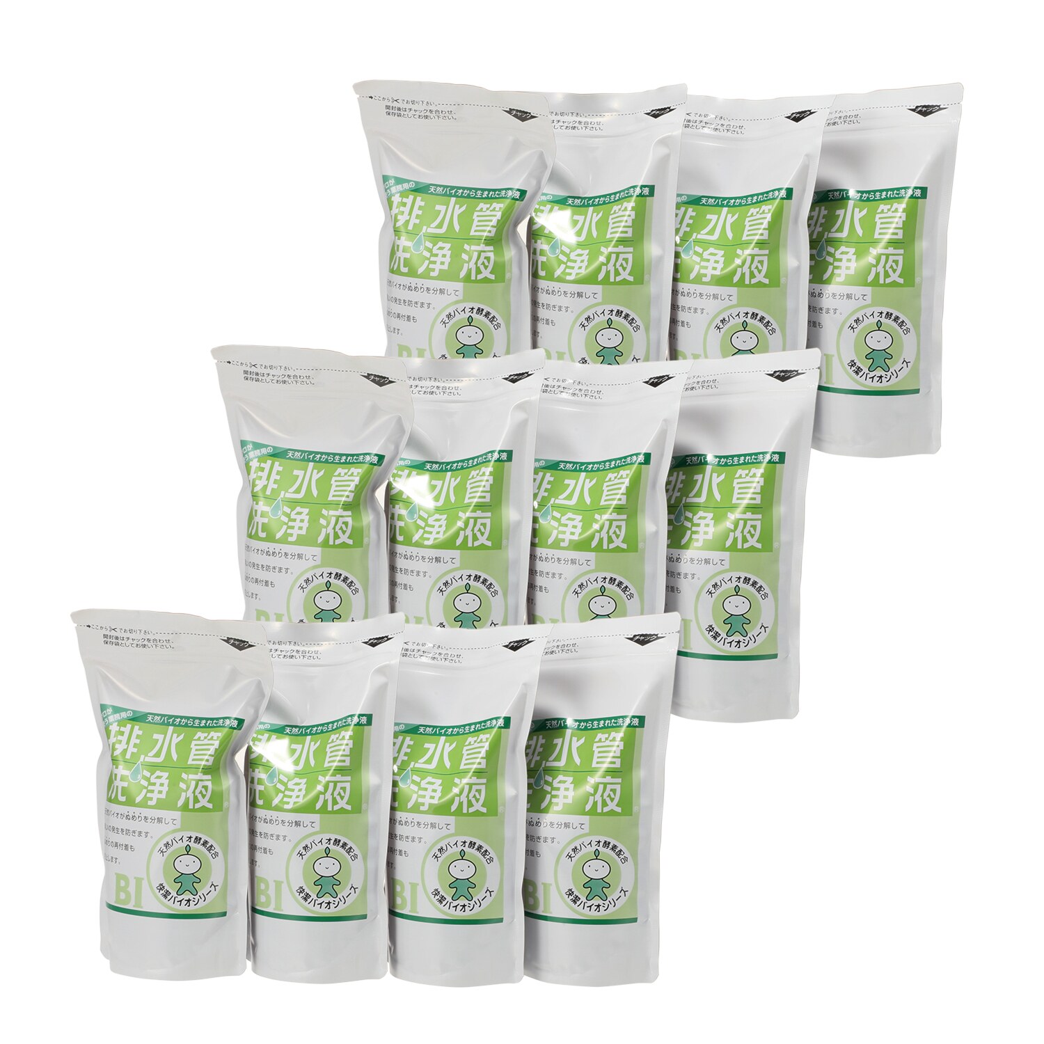 入り口から奥まで 排水管丸ごときれい！ 排水管洗浄液１２個セット