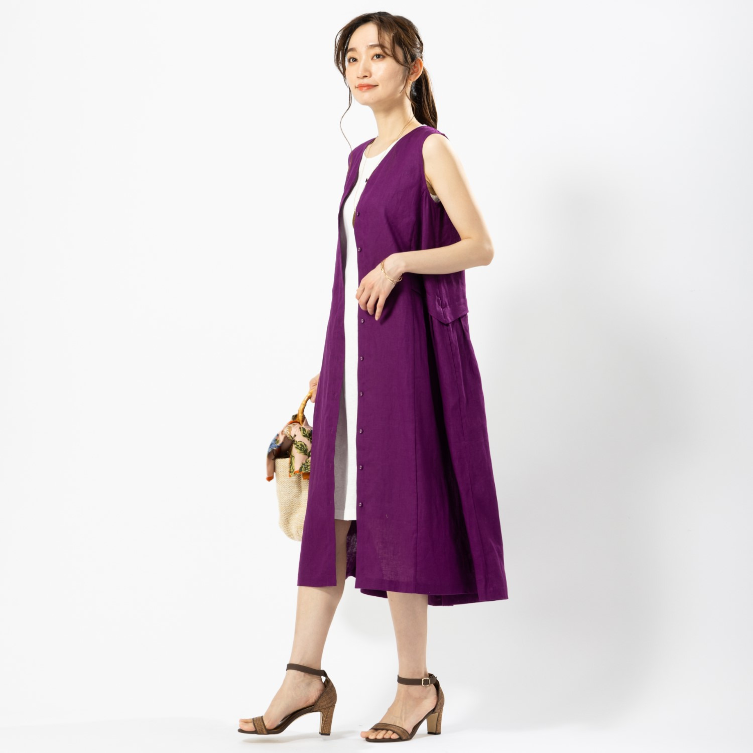 ゼラールスポーツ 肌触りが心地良い！ リネンコットンジャージー ロングタンクプルオーバー