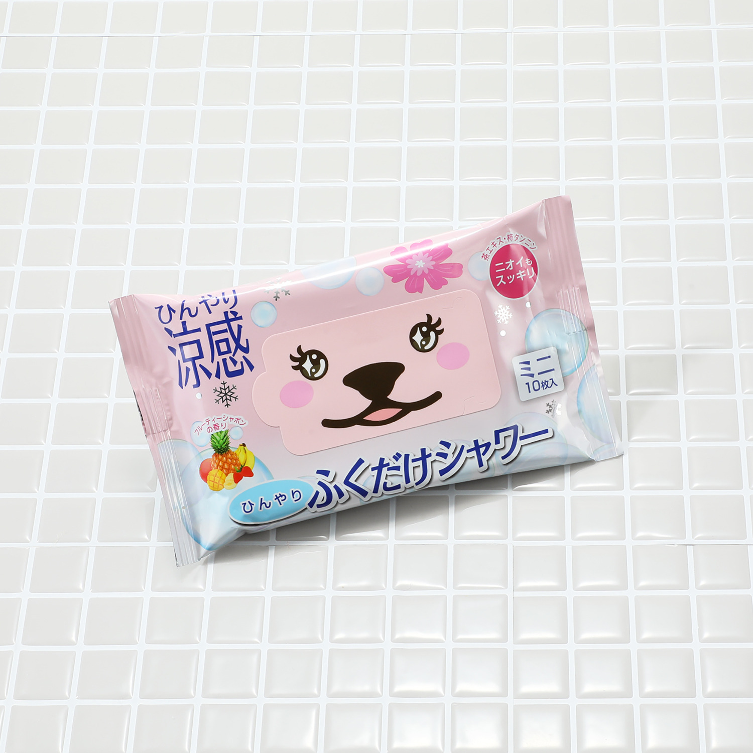 汗すっきり！ ひんやり ふくだけシャワー フルーティー シャボンの香り ＜ミニサイズ＞ １２パックセット