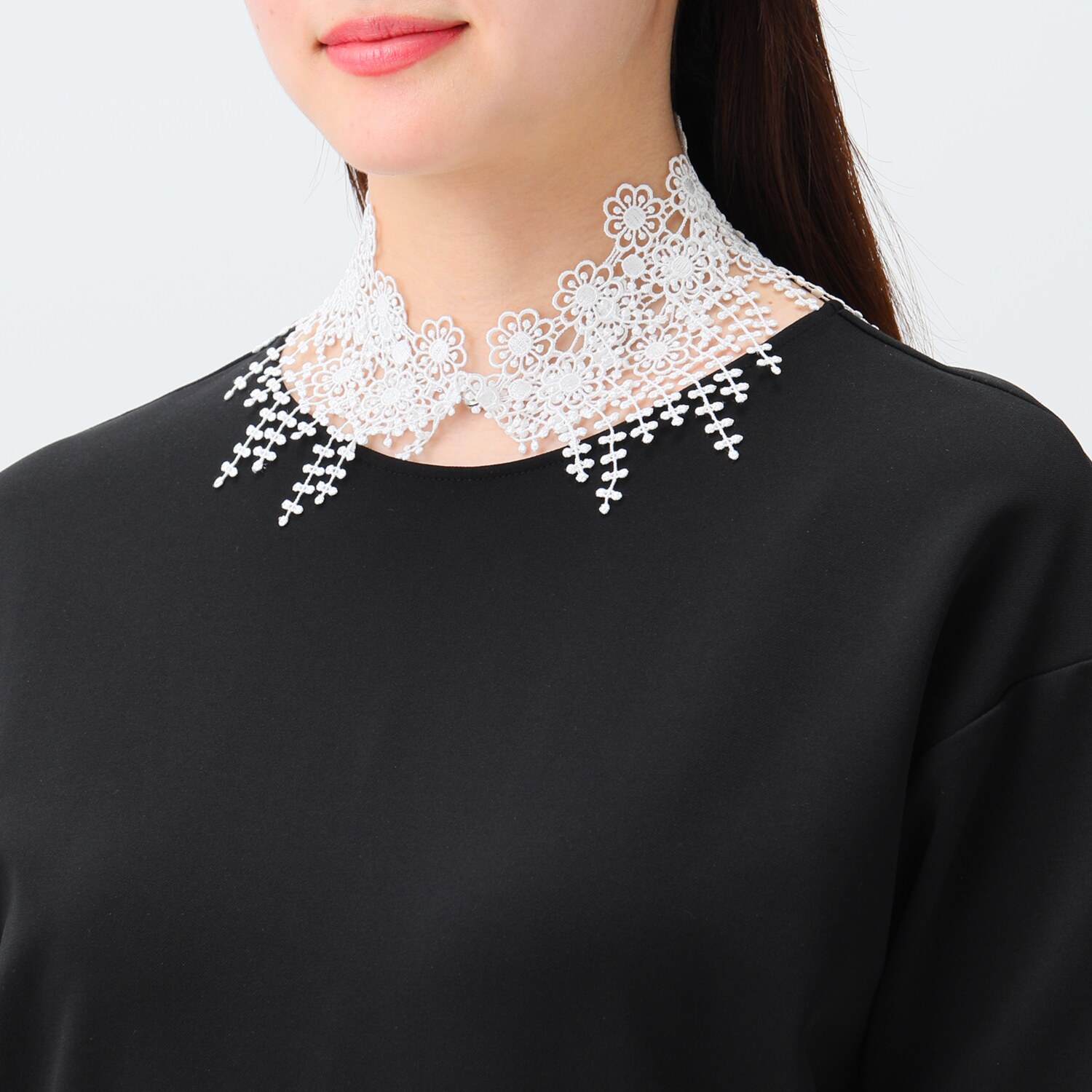 メルレット マグネットで簡単着脱 エンブロイダリーレース フラワーシャンデリア チョーカーネックレス