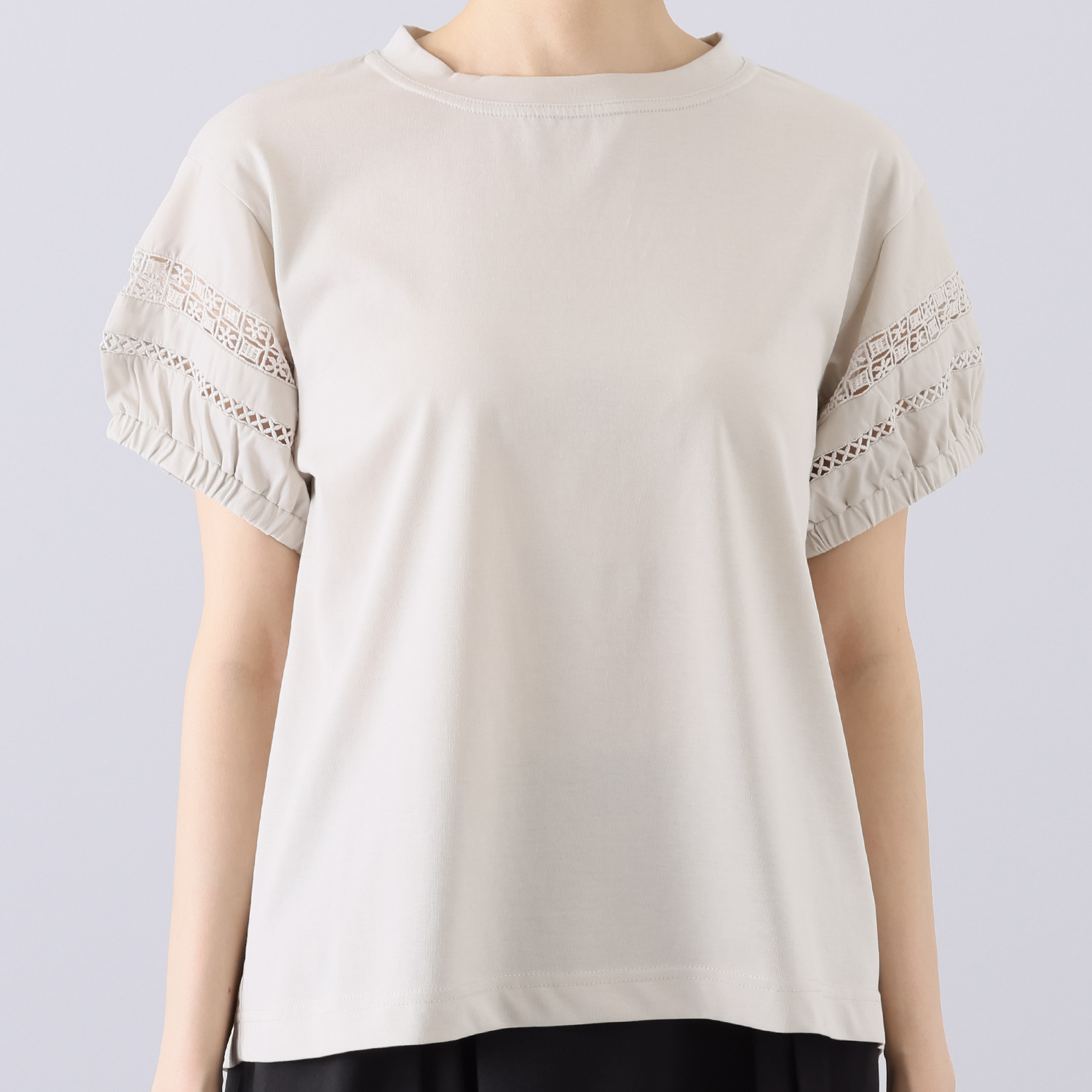 スタイル・ラヴィー 接触冷感 袖レースアクセント カットソーブラウス