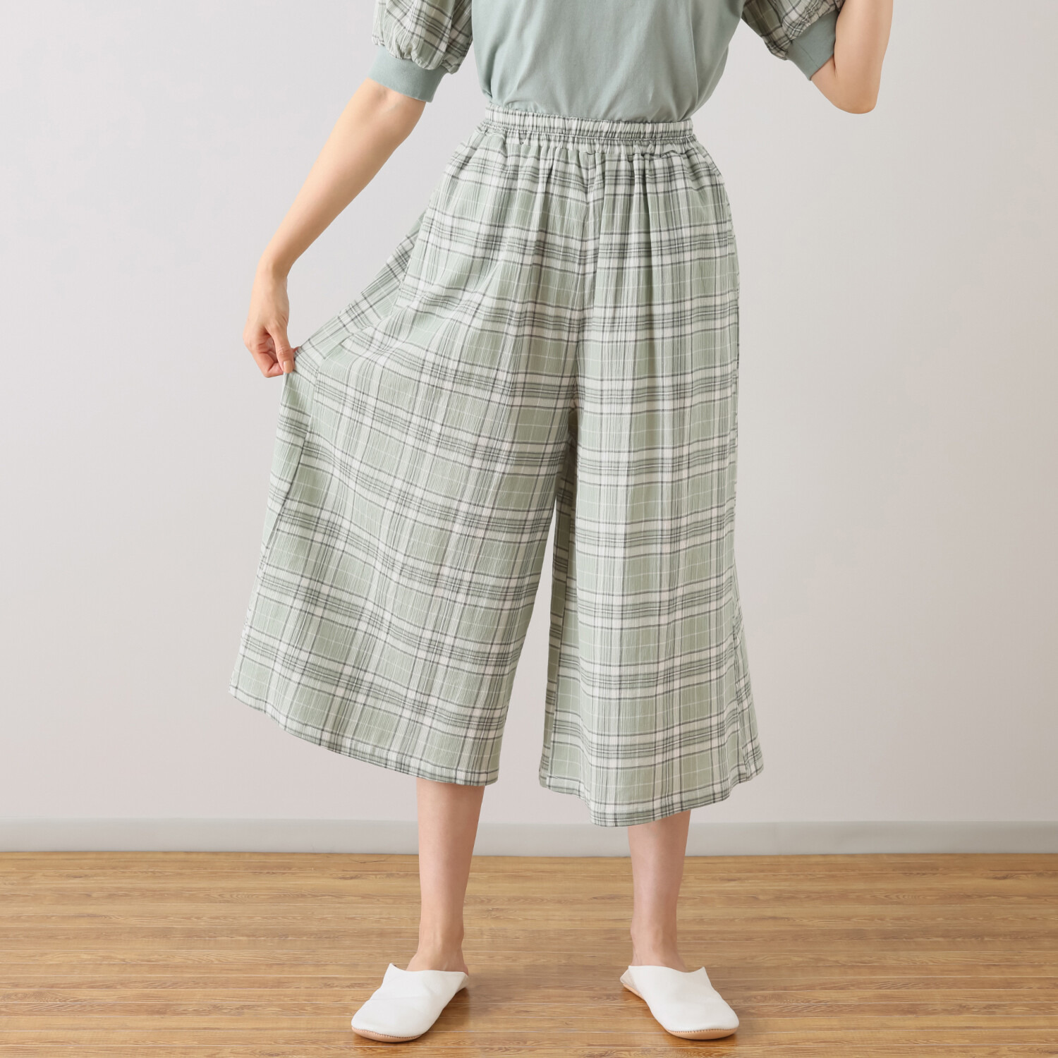 ラデリア 抗菌防臭・吸水速乾 コットンを贅沢に使用した 爽やか楊柳と天竺の ふんわり ルームウェア上下セット