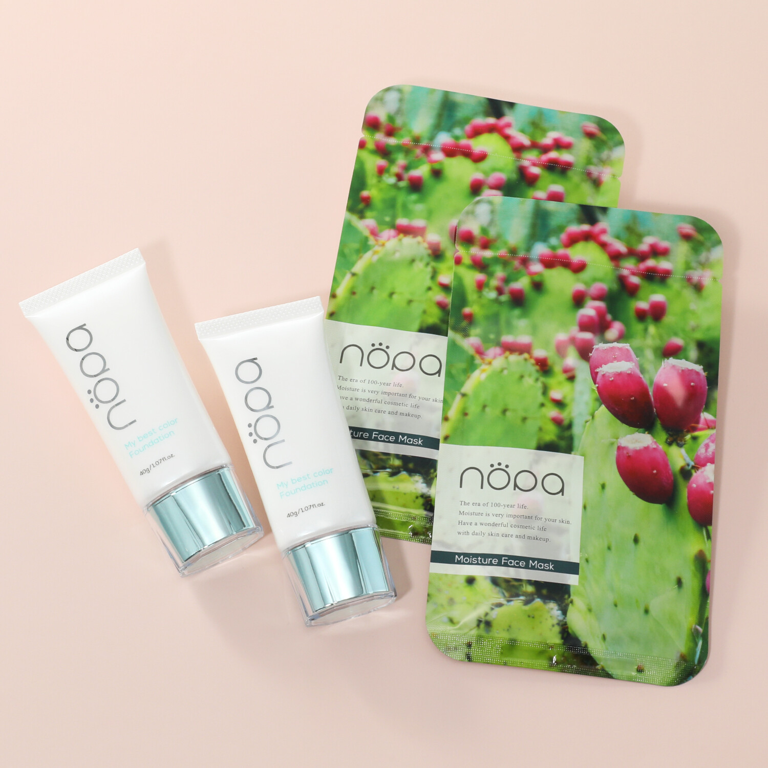 ノパ 肌色へと変化する 生感覚ファンデ！ マイベストカラー ファンデーション２本＆ モイスチャー フェイスマスク２枚 特別セット