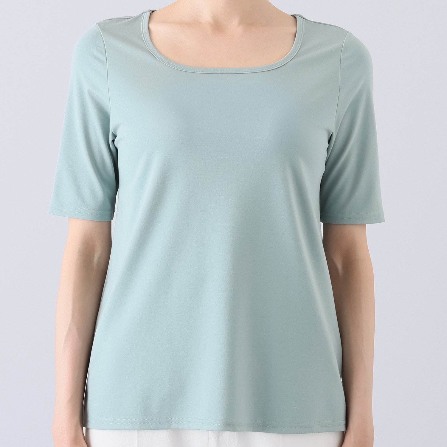 シルバーミントシュガー スタイリング自在な 繊細テレコカーディガンと すっきりな印象の 五分袖プルオーバーの ２枚セット