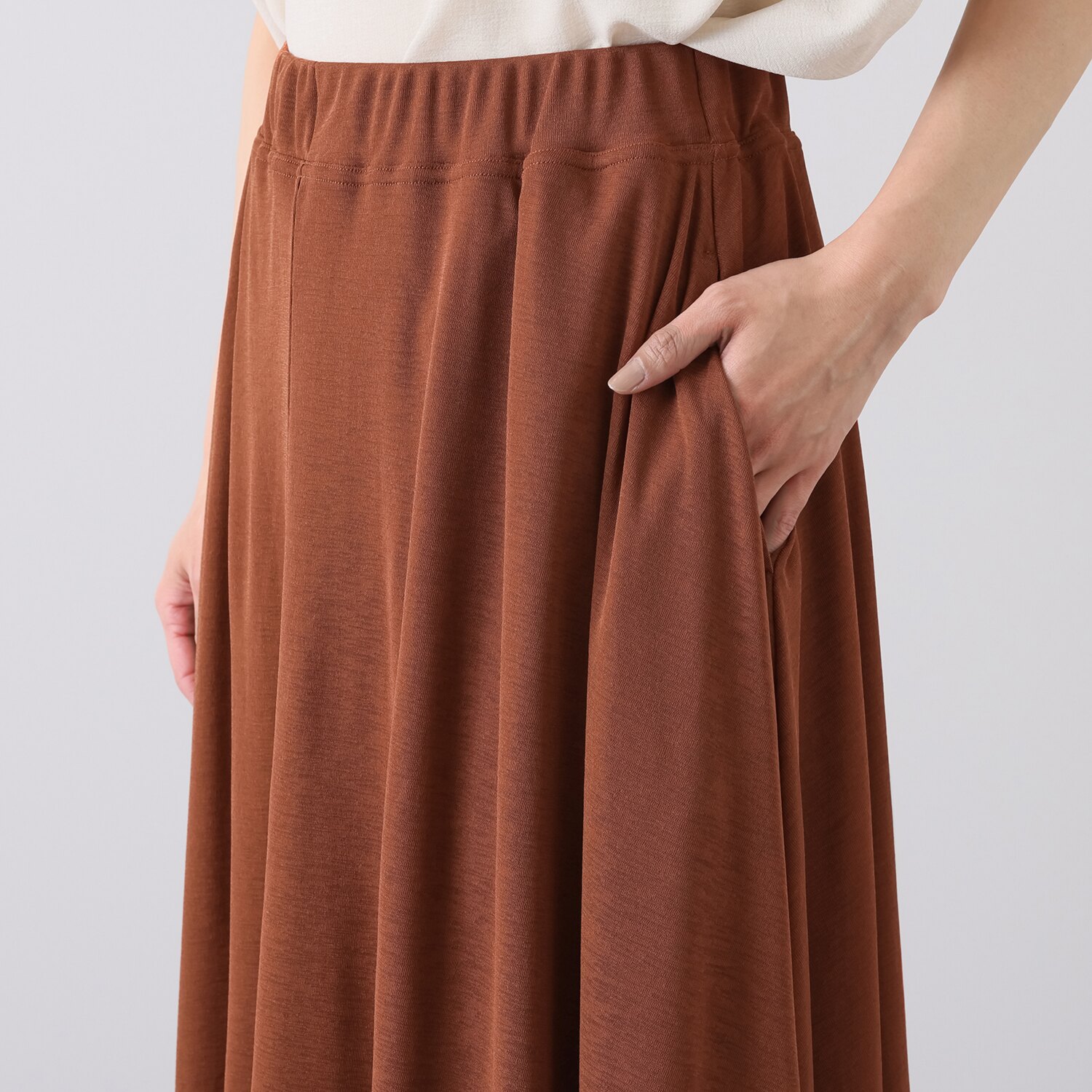 シルバーミントシュガー 腰周りすっきり 裾周りひらり 二重仕立てのストレッチ フレアースカート