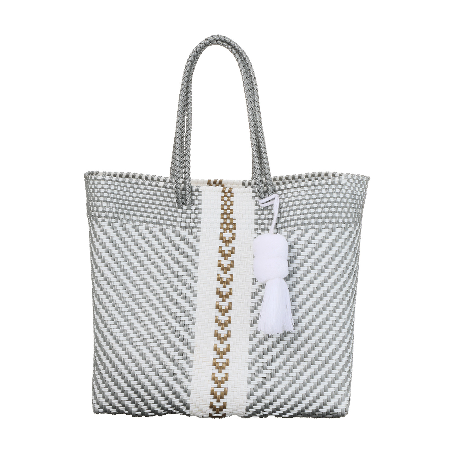 ムーンバード ポンポンチャーム付 手編みのメルカドバッグ ＜Ｌ＞