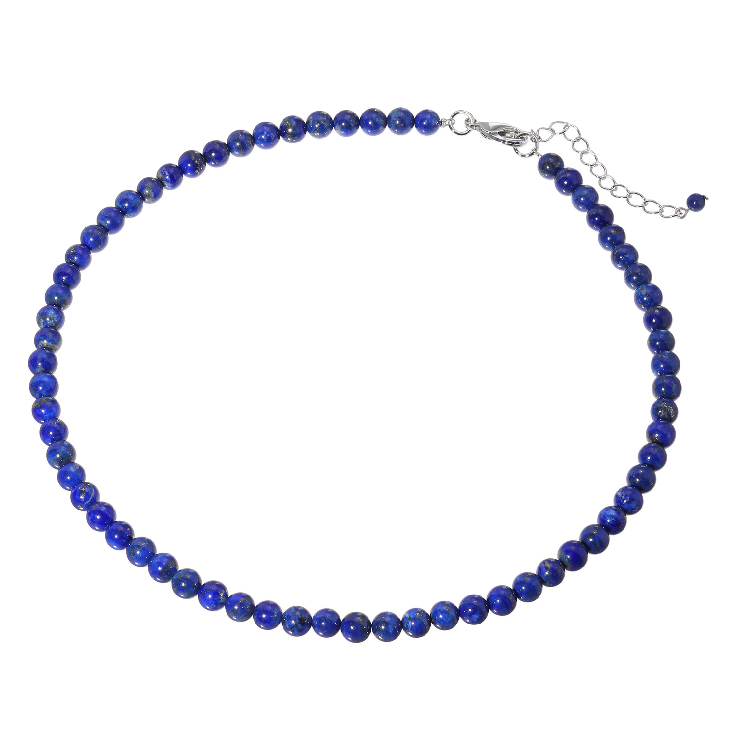 印象的な深いブルー ラピスラズリ ６ｍｍＵＰ シンプル連ネックレス