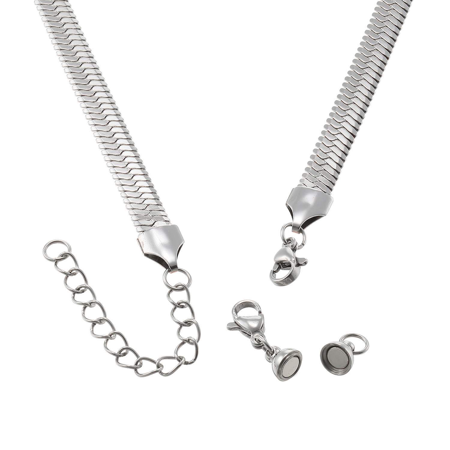 エービーステン ステンレス ヘリンボーンチェーン リバーシブル マグネットネックレス