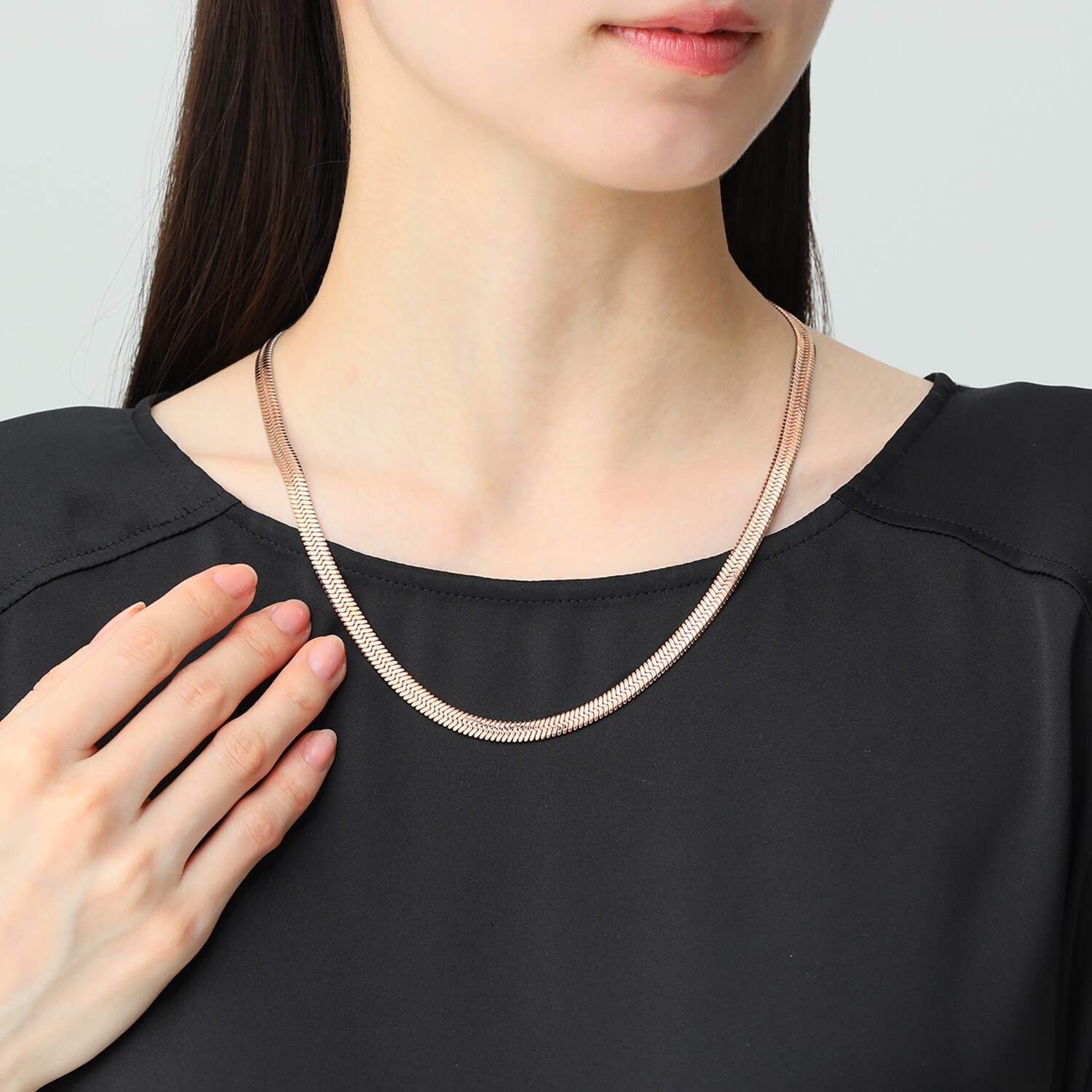 エービーステン ステンレス ヘリンボーンチェーン リバーシブル マグネットネックレス