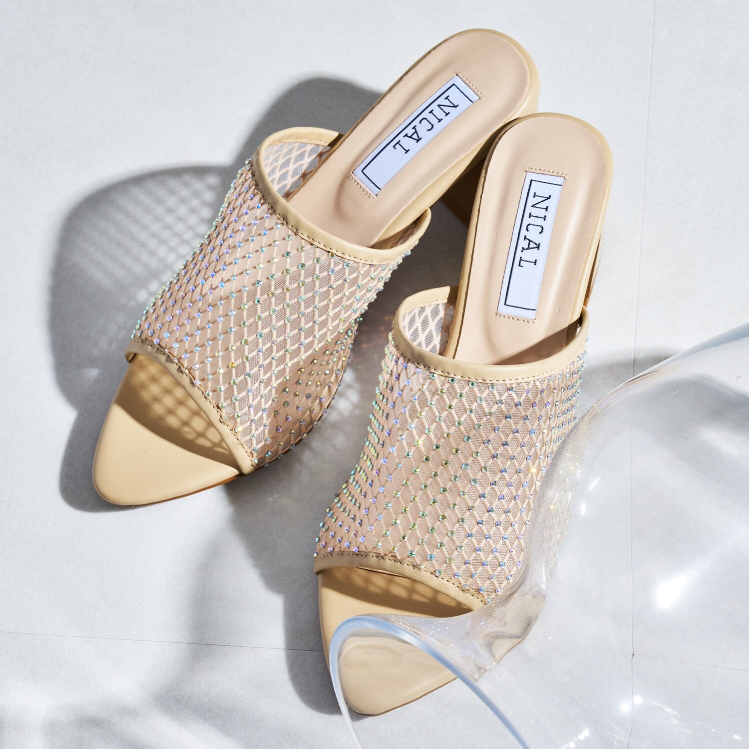 ニカル ラインストーン チュールサンダル