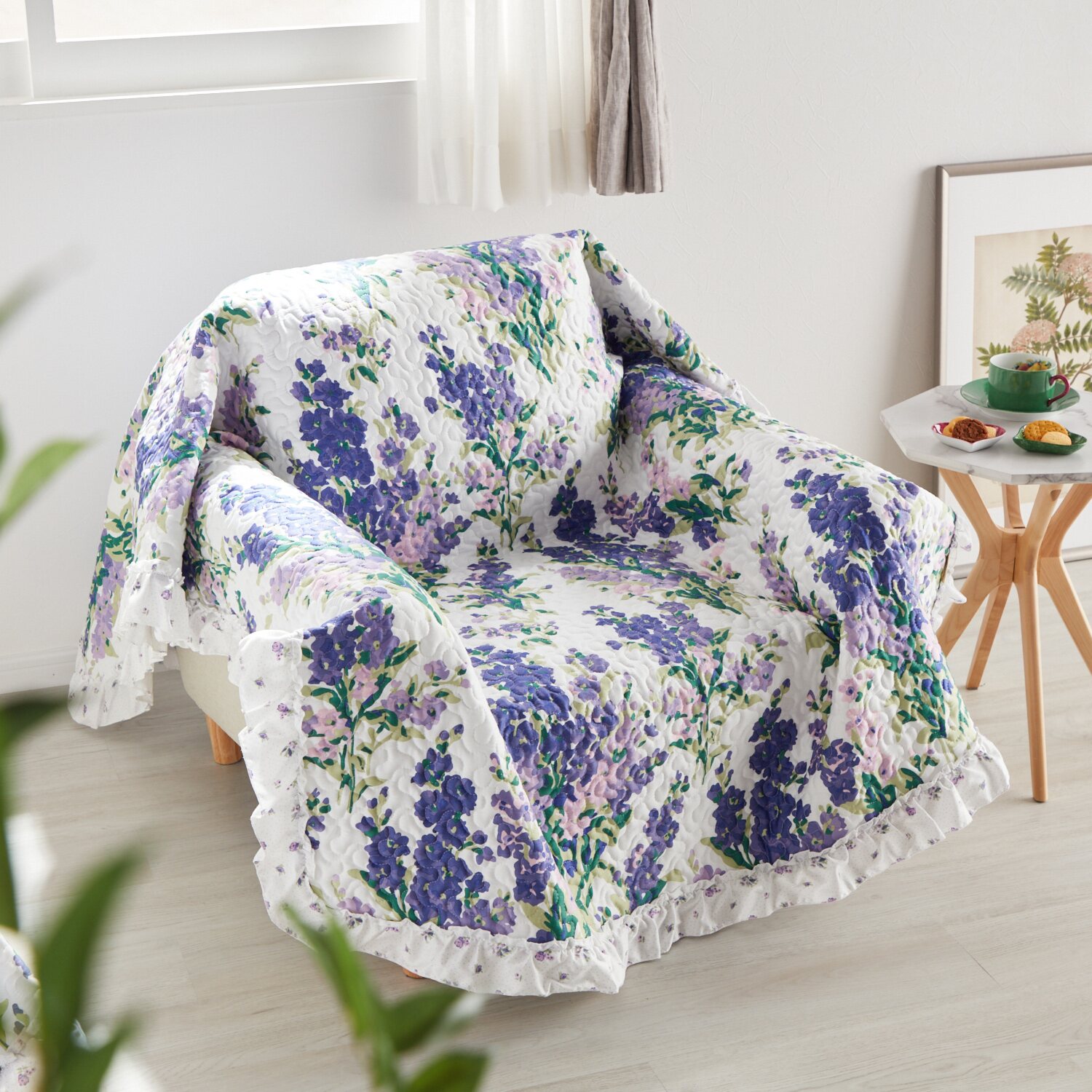 ローラアシュレイ ストックス コットンサテン１００％ キルトマルチカバー ＜１３０×１９０ｃｍ＞