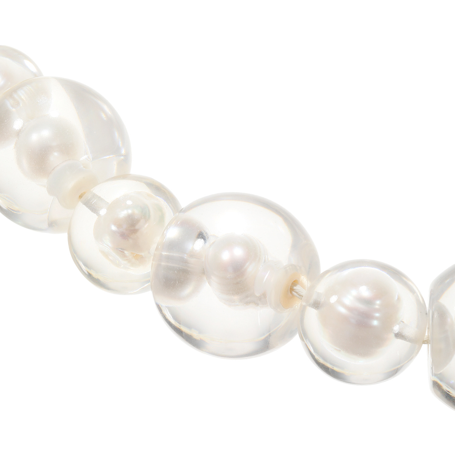 シスカ 淡水パール クリアレジン スライド ロングコードネックレス