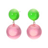 シスカ グリーン＆ ピンクレジン 丸玉 イヤリング／ピアス