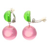 シスカ グリーン＆ ピンクレジン 丸玉 イヤリング／ピアス