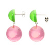 シスカ グリーン＆ ピンクレジン 丸玉 イヤリング／ピアス