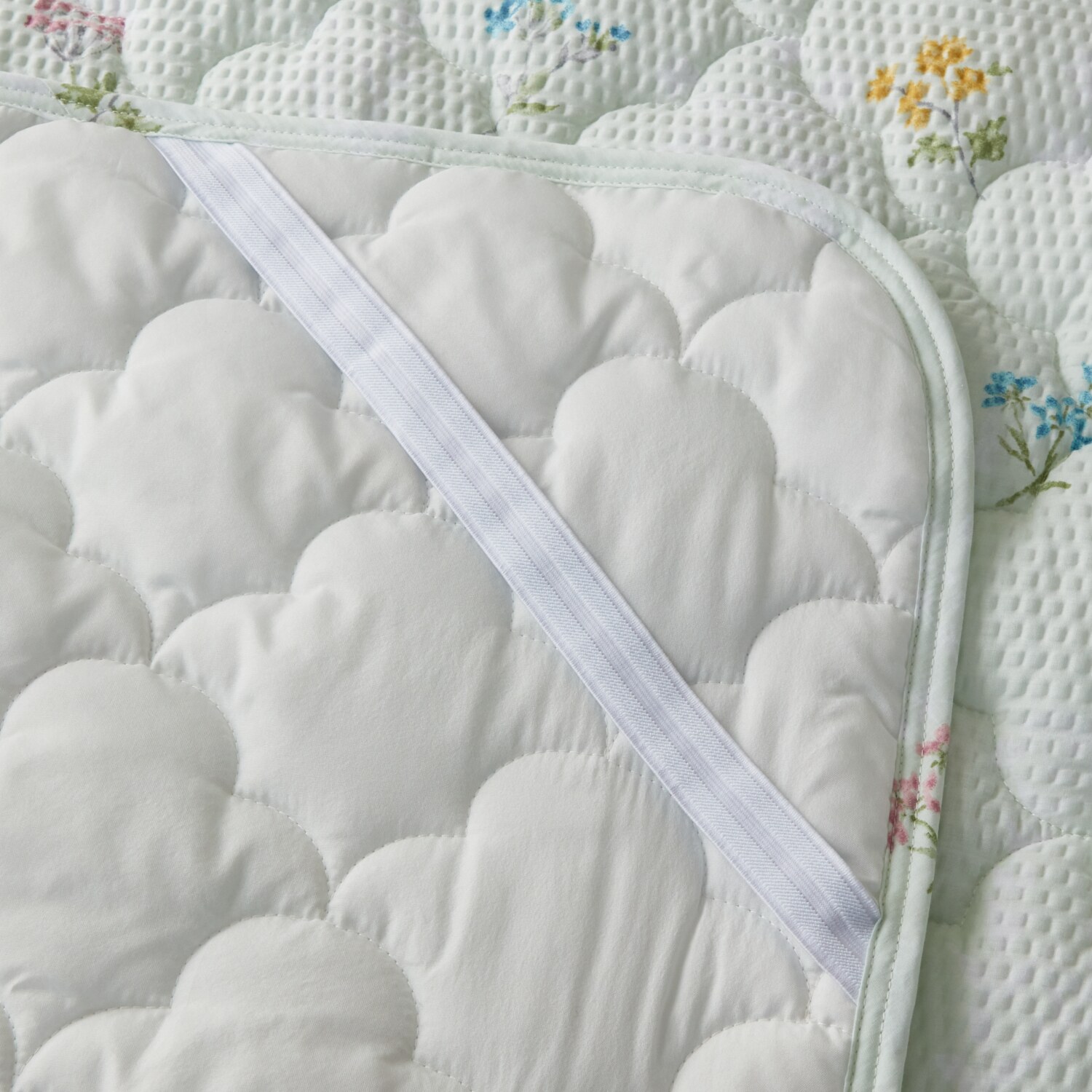 大津毛織 やわらか・爽やか 綿混リップル キルトケット＆ 敷きパッドセット ＜セミダブル＞