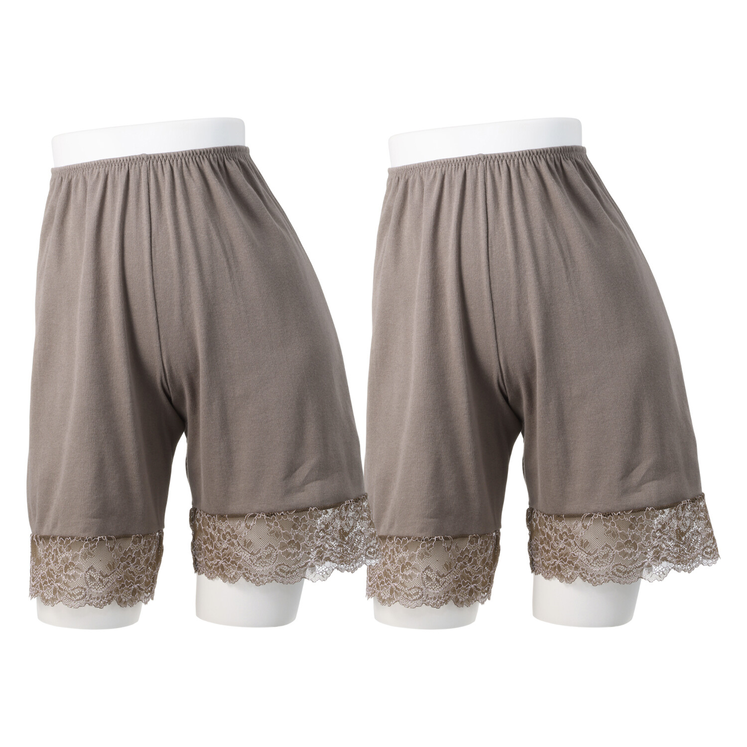 肌ごころ 吸水速乾 綿１００％ 神すぅーコットン 裾レースペチパンツ 同色２枚セット