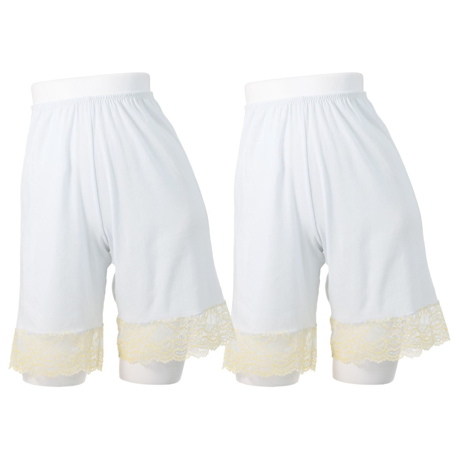 肌ごころ 吸水速乾 綿１００％ 神すぅーコットン 裾レースペチパンツ 同色２枚セット