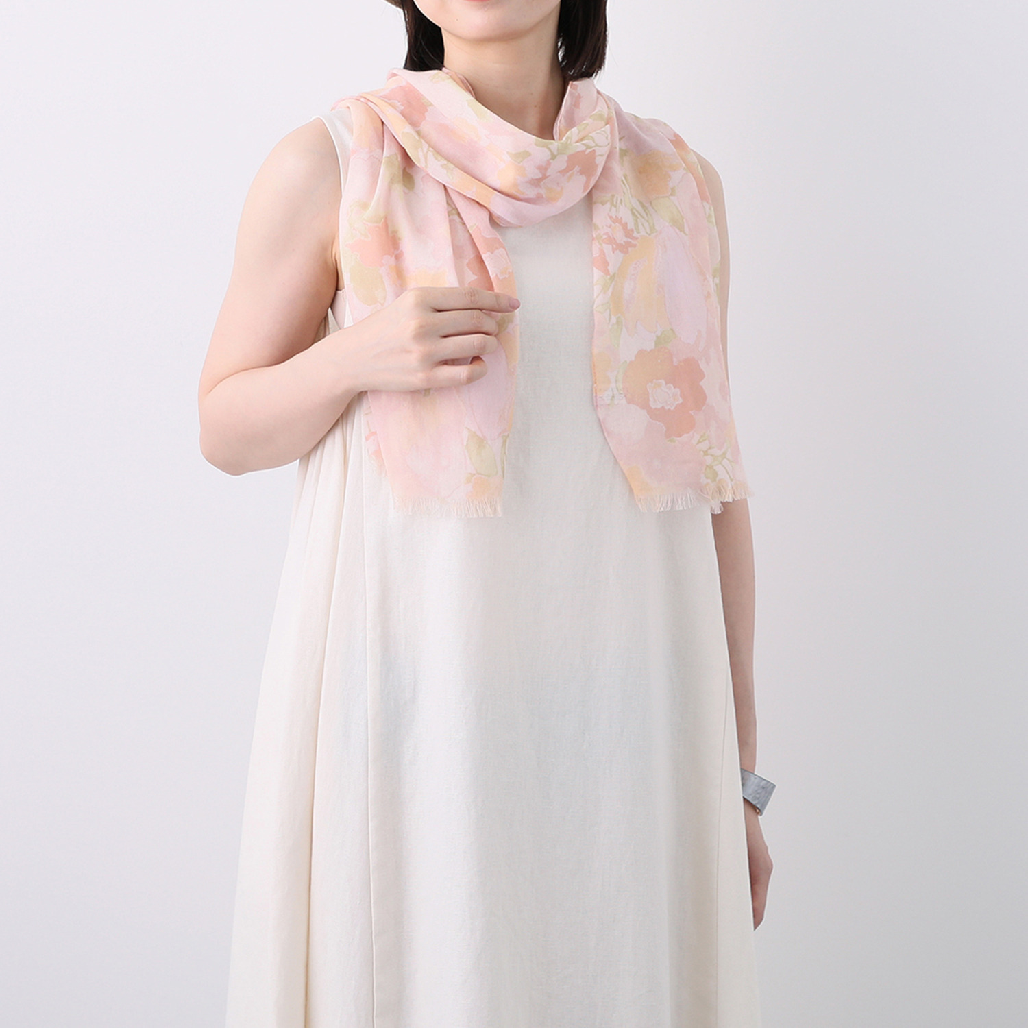 ユキコ　ハナイ フラワーデザイン コットンスカーフ