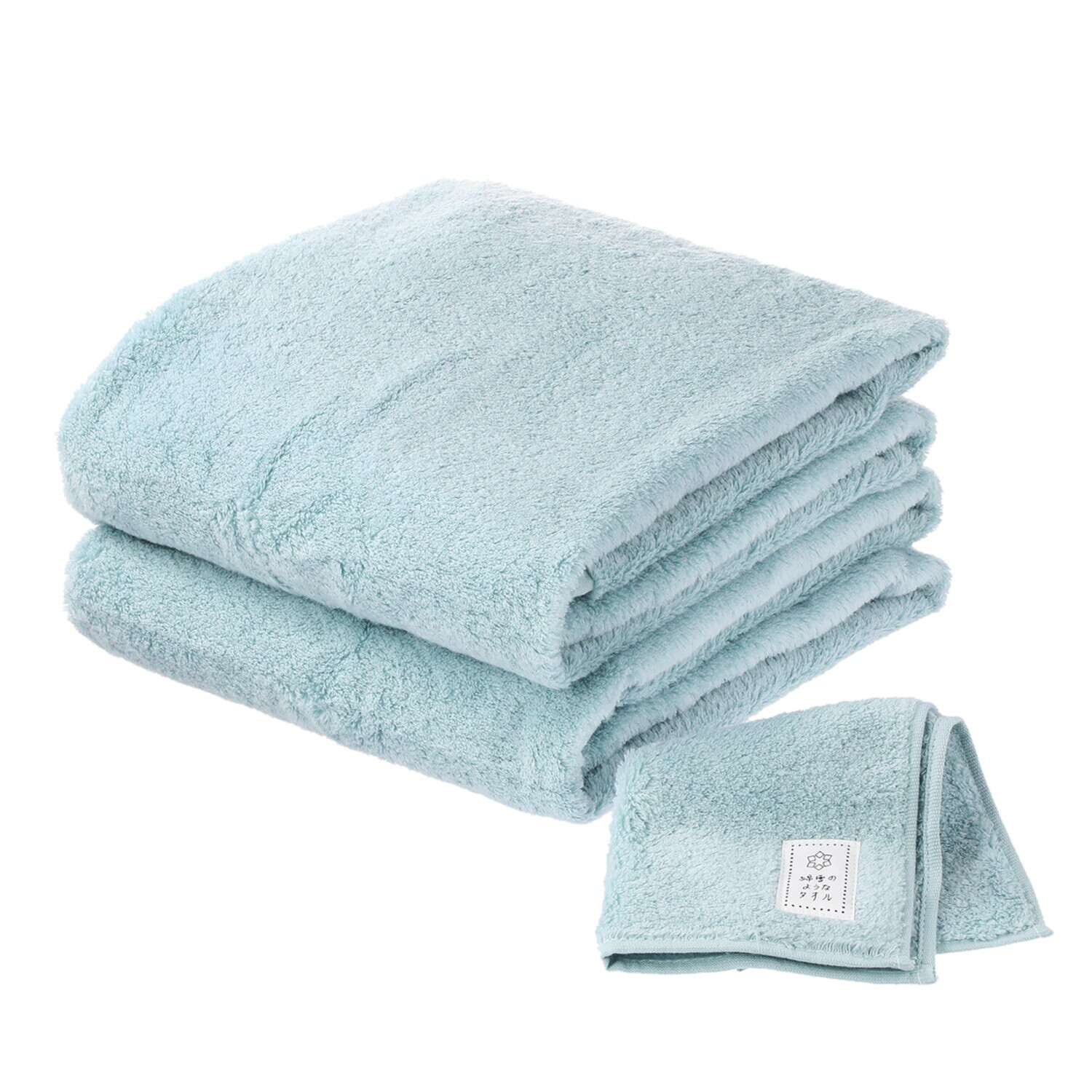 軽くてふわふわ♪ 無撚糸で作った 綿雪のようなタオル ベルベットカラー バスタオル２枚 タオルチーフ特別セット