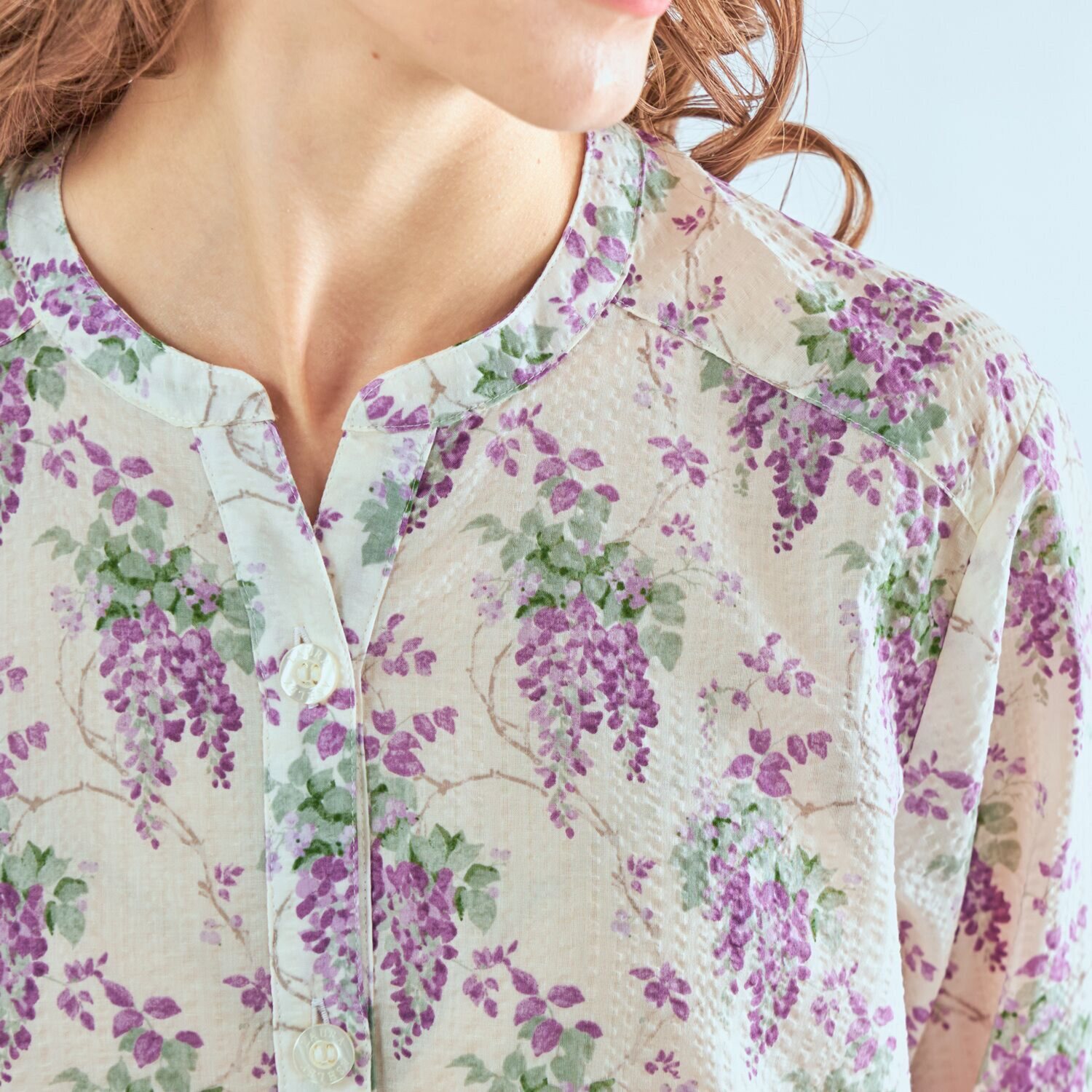 ローラアシュレイ コットン１００％ ローンリップル パジャマ ウィステリア柄