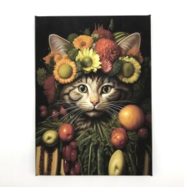 インテリアアート 猫シリーズ “野菜猫” ＜約３３×２４ｃｍ＞ 