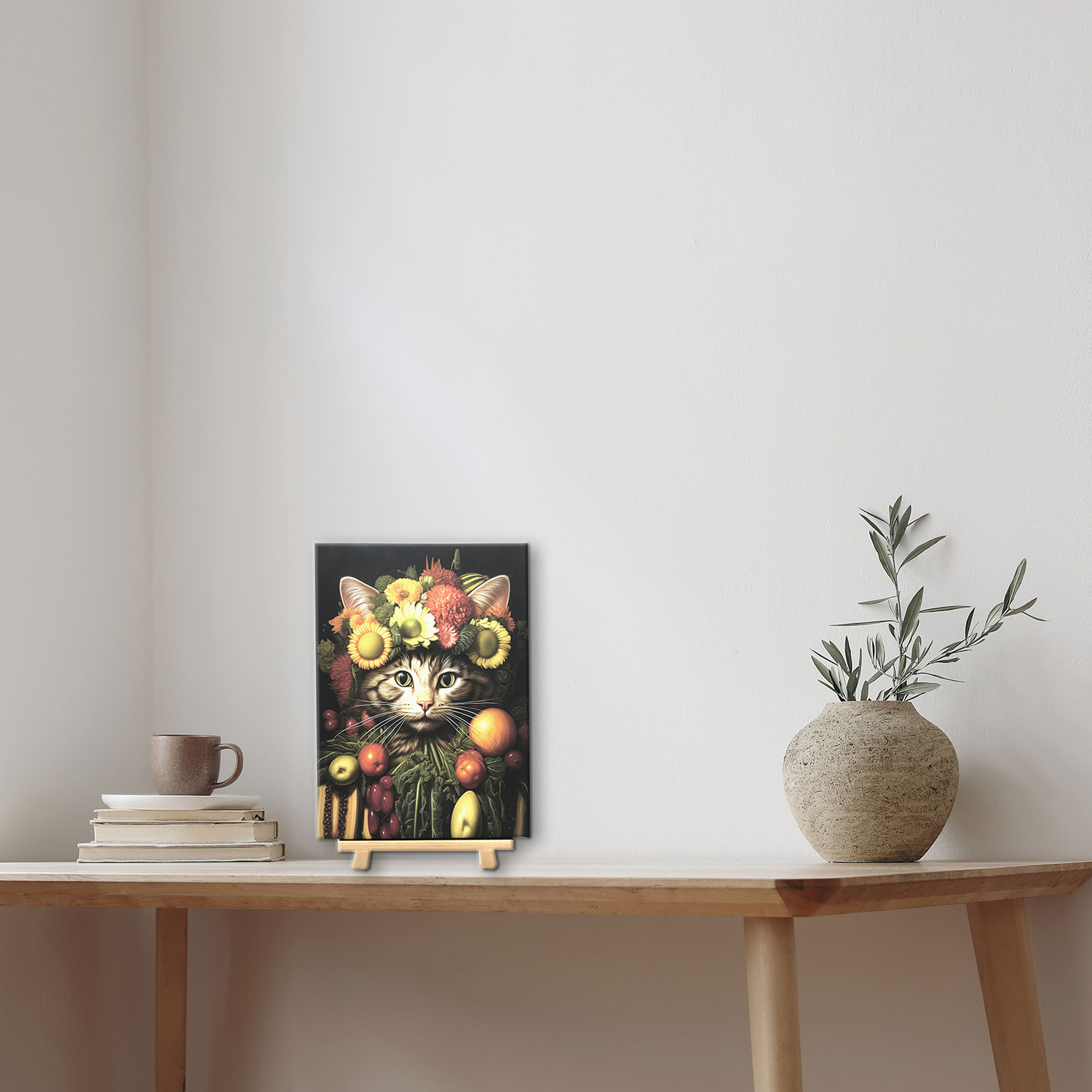 インテリアアート 猫シリーズ “野菜猫” ＜約３３×２４ｃｍ＞ 