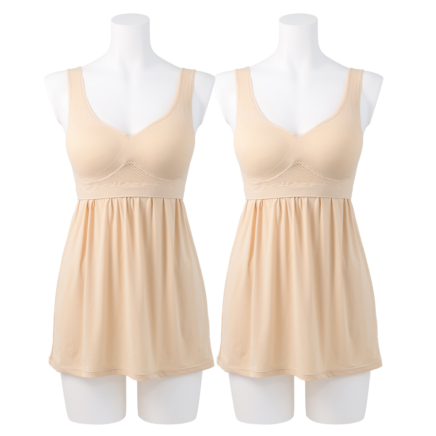 女の欲望 超ラクなのに超アガる！ 接触冷感＆快適メッシュ 神の手ショートスリップ 同色２枚セット