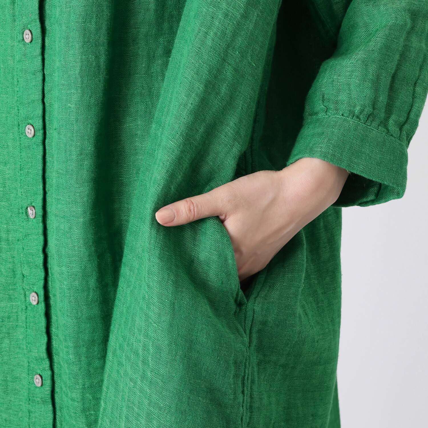 ツチエ コットンリネン ダブルガーゼワンピース