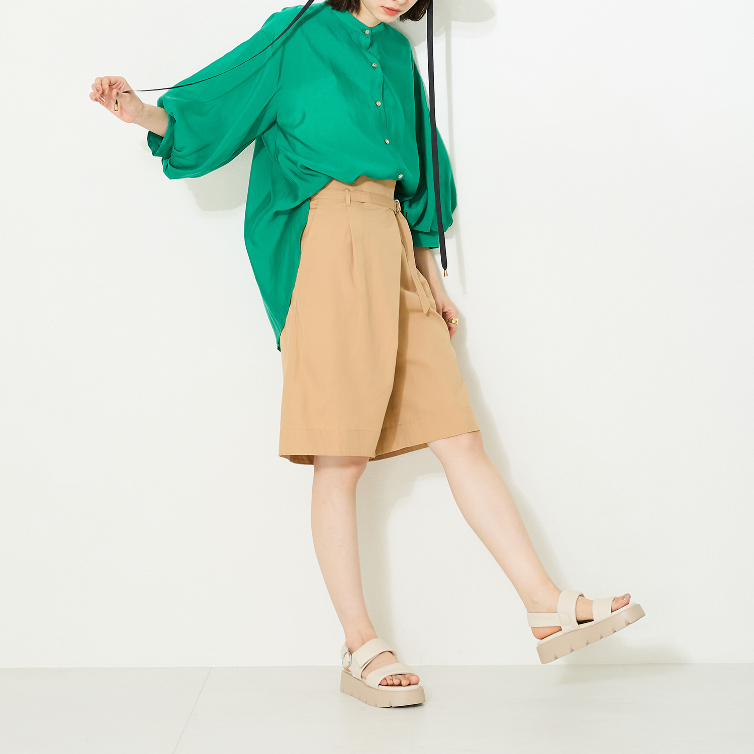 オリエンタルトラフィック パデットダブルベルト 厚底サンダル