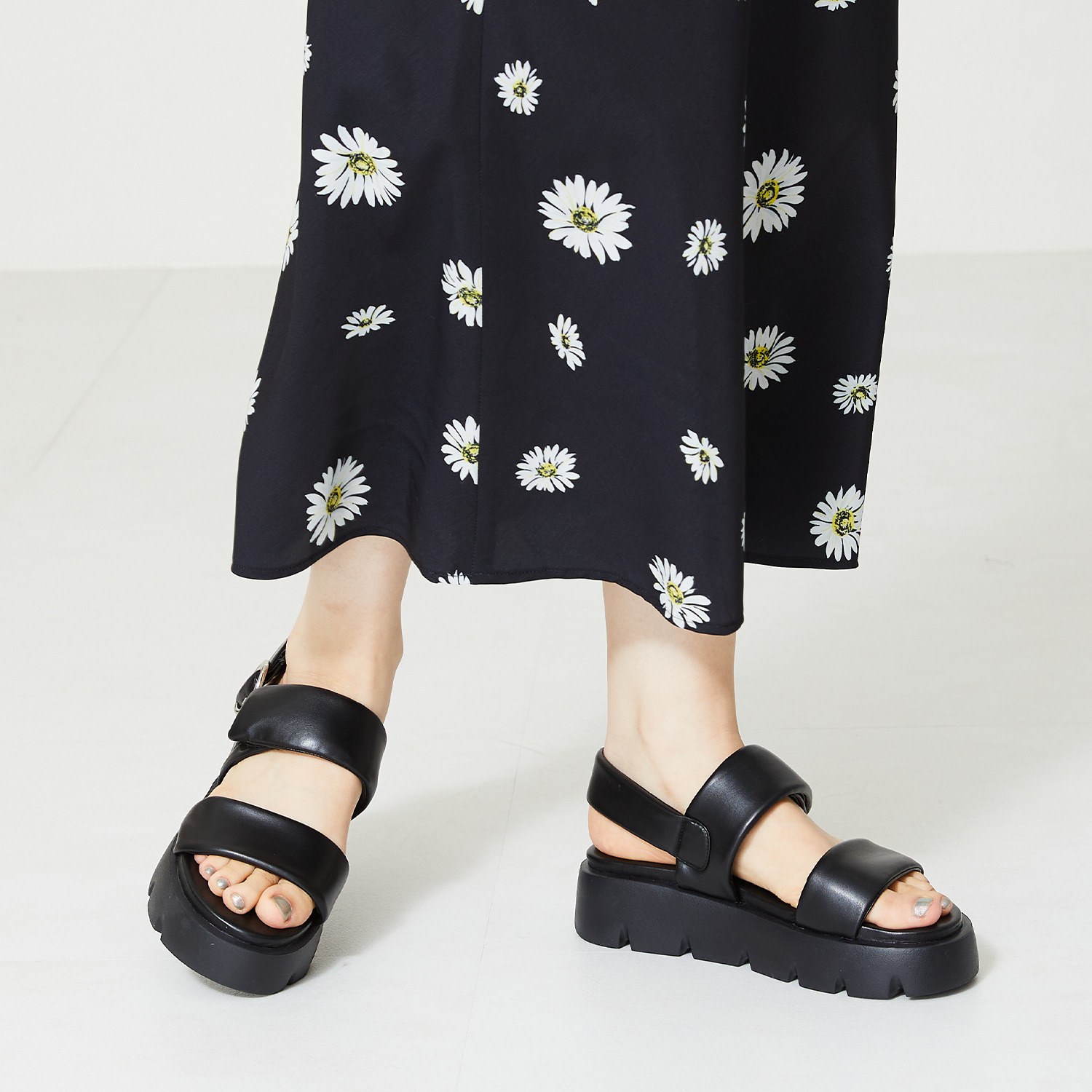 オリエンタルトラフィック パデットダブルベルト 厚底サンダル