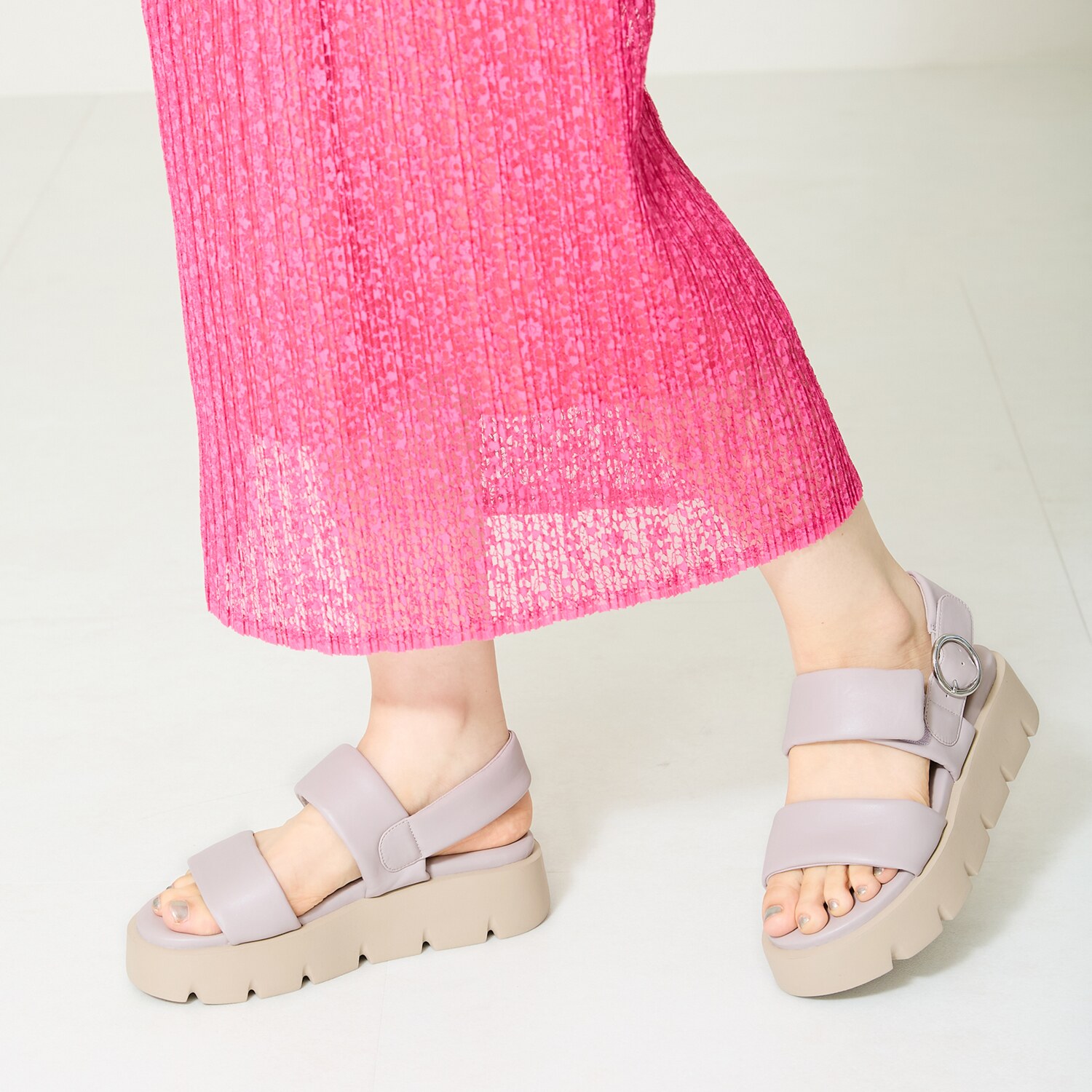 オリエンタルトラフィック パデットダブルベルト 厚底サンダル