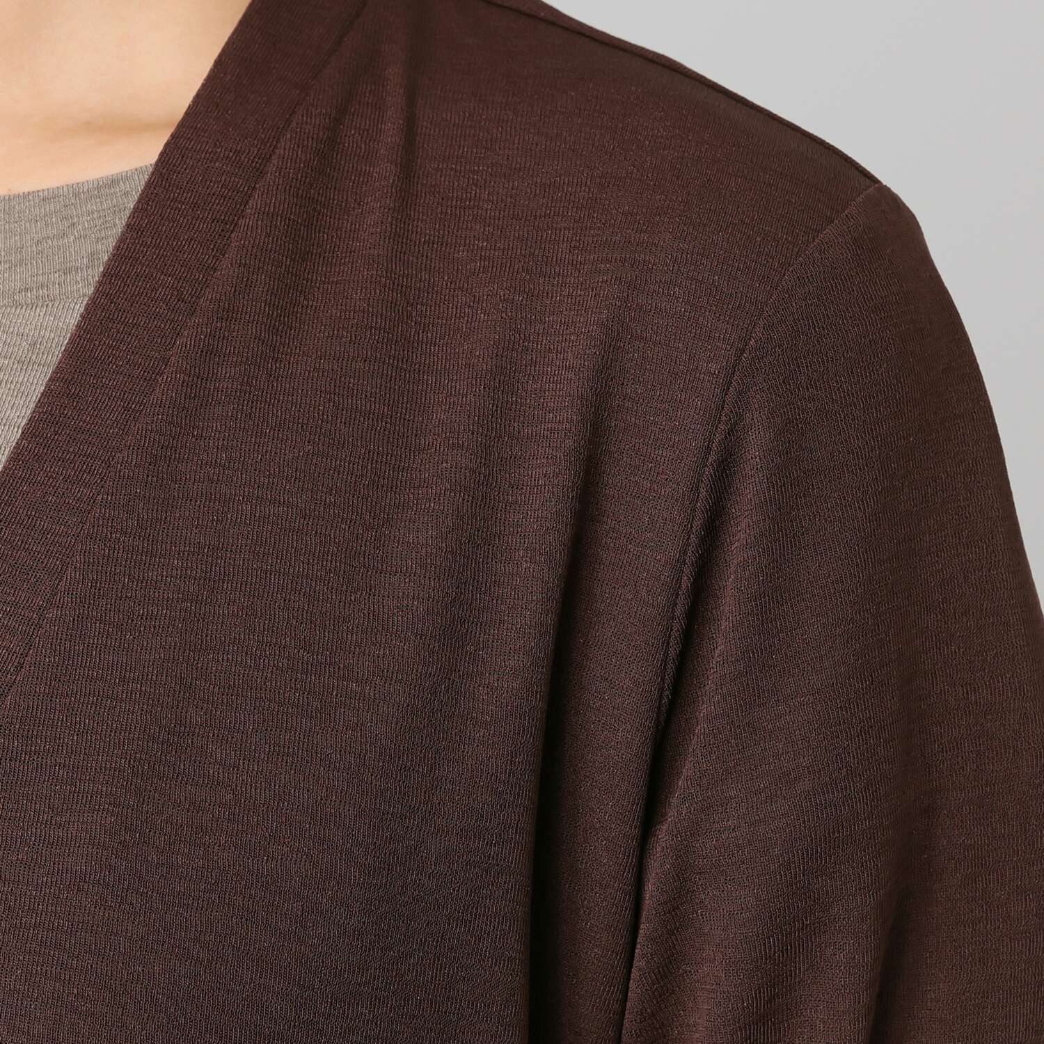 シルバーミントシュガー スラブ調シアー天竺 すっきりデザイン ロングカーディガン