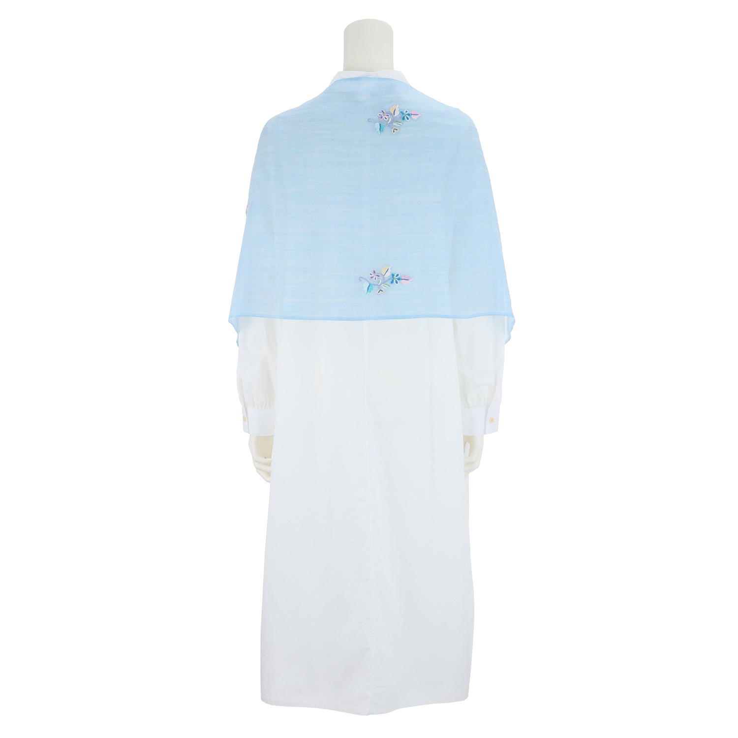 ターラブランカ ストール袋付 シルク混 フラワー手刺しゅう ギフトストール