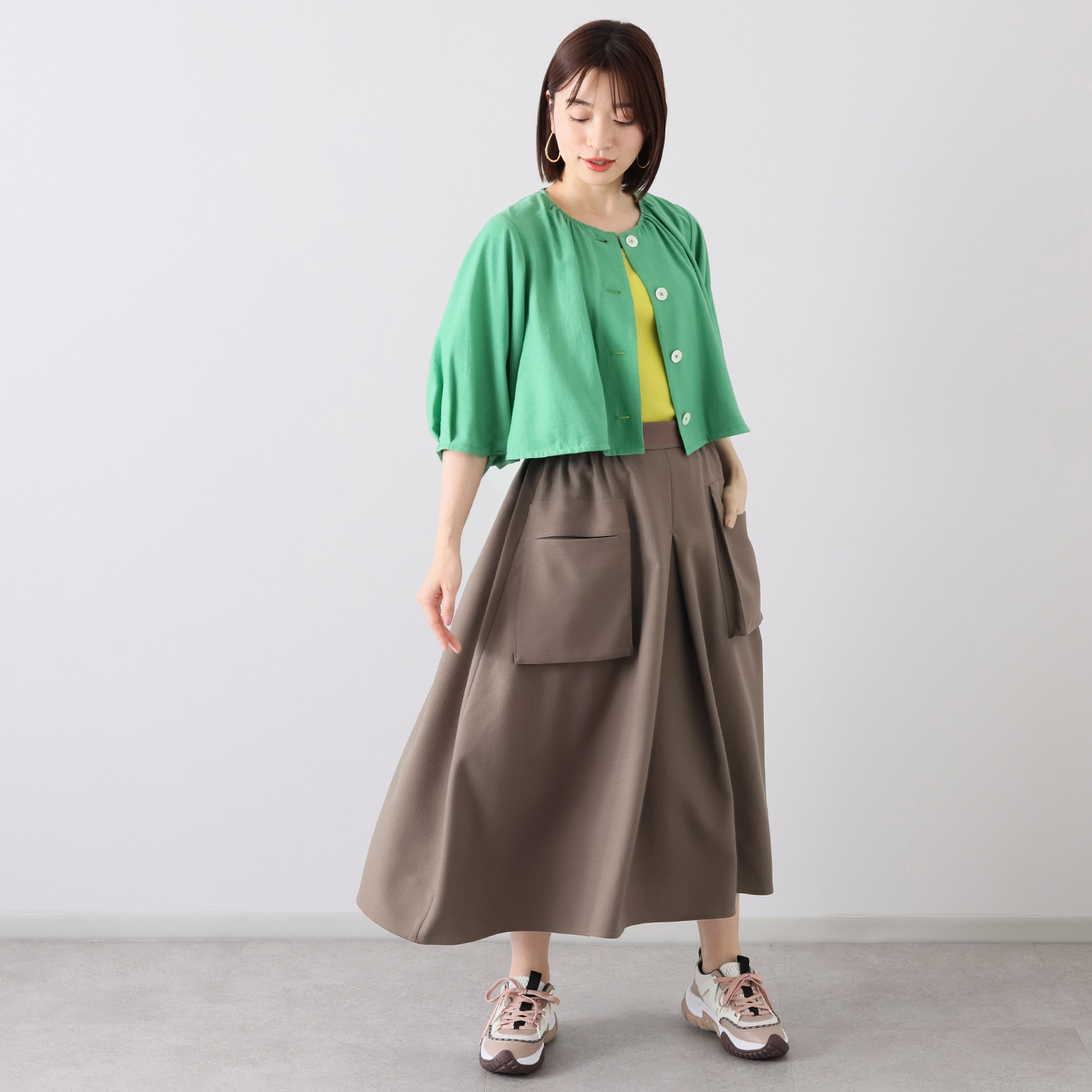 プルジュコー バイ　ジュンコ　キトウ デザインポケット ボリュームフェミニン スカート