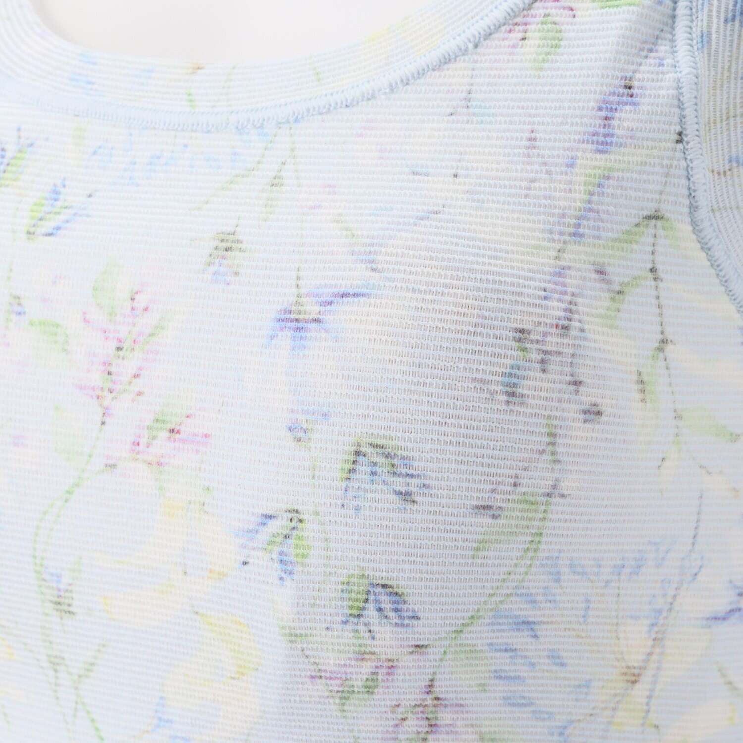 丸福ガーゼ 速乾 綿モダール混 フラワープリント カップ付タンクトップ