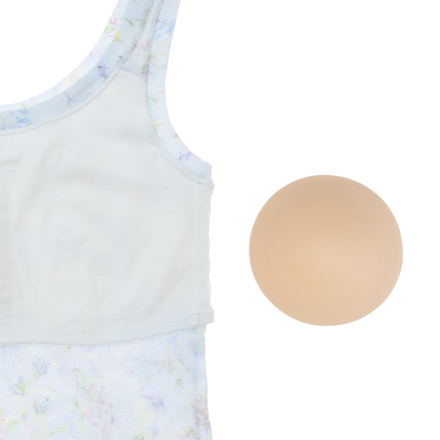 丸福ガーゼ 速乾 綿モダール混 フラワープリント カップ付タンクトップ