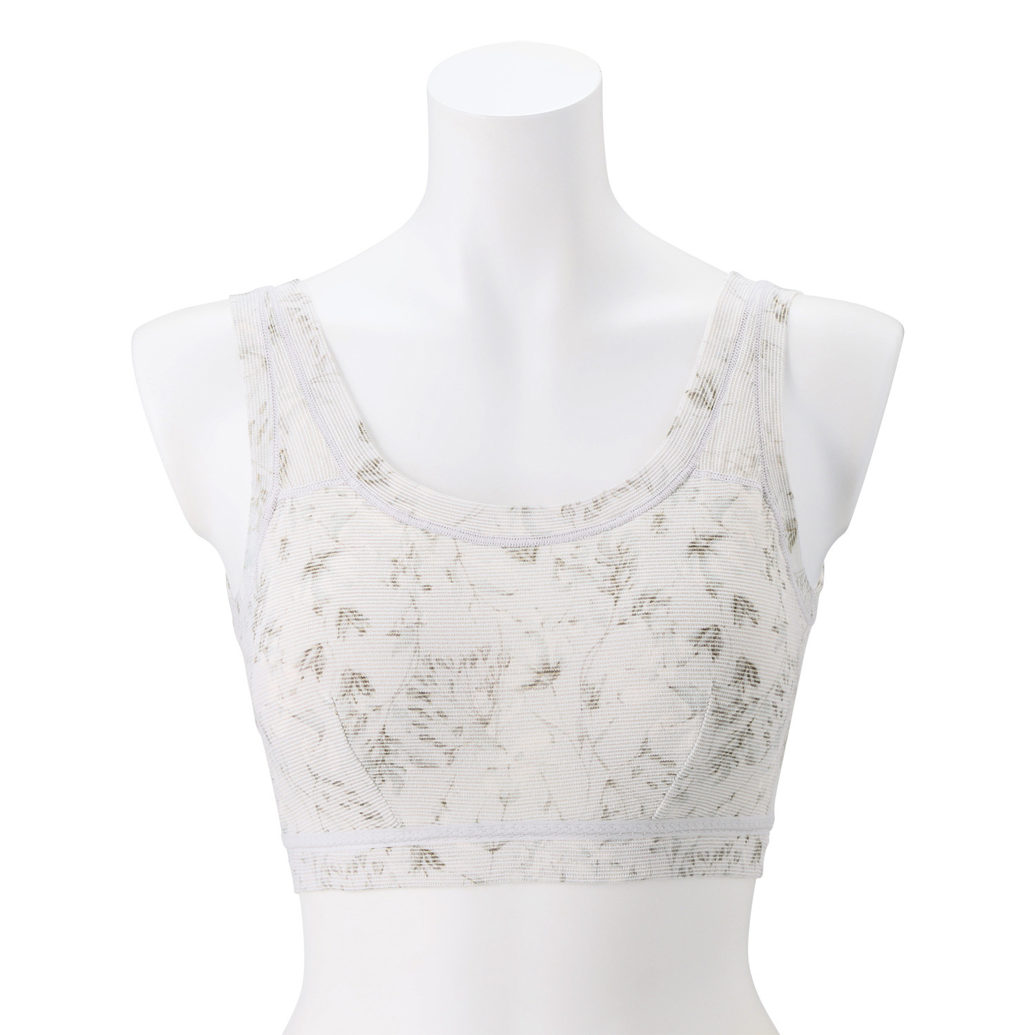 丸福ガーゼ 速乾 綿モダール混 フラワープリント ノンワイヤーブラジャー