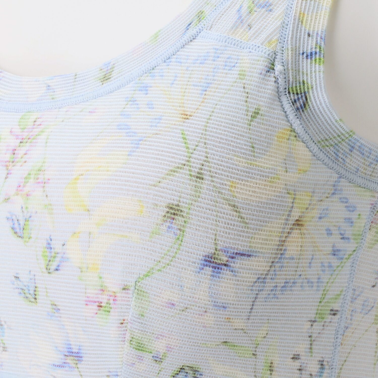 丸福ガーゼ 速乾 綿モダール混 フラワープリント ノンワイヤーブラジャー