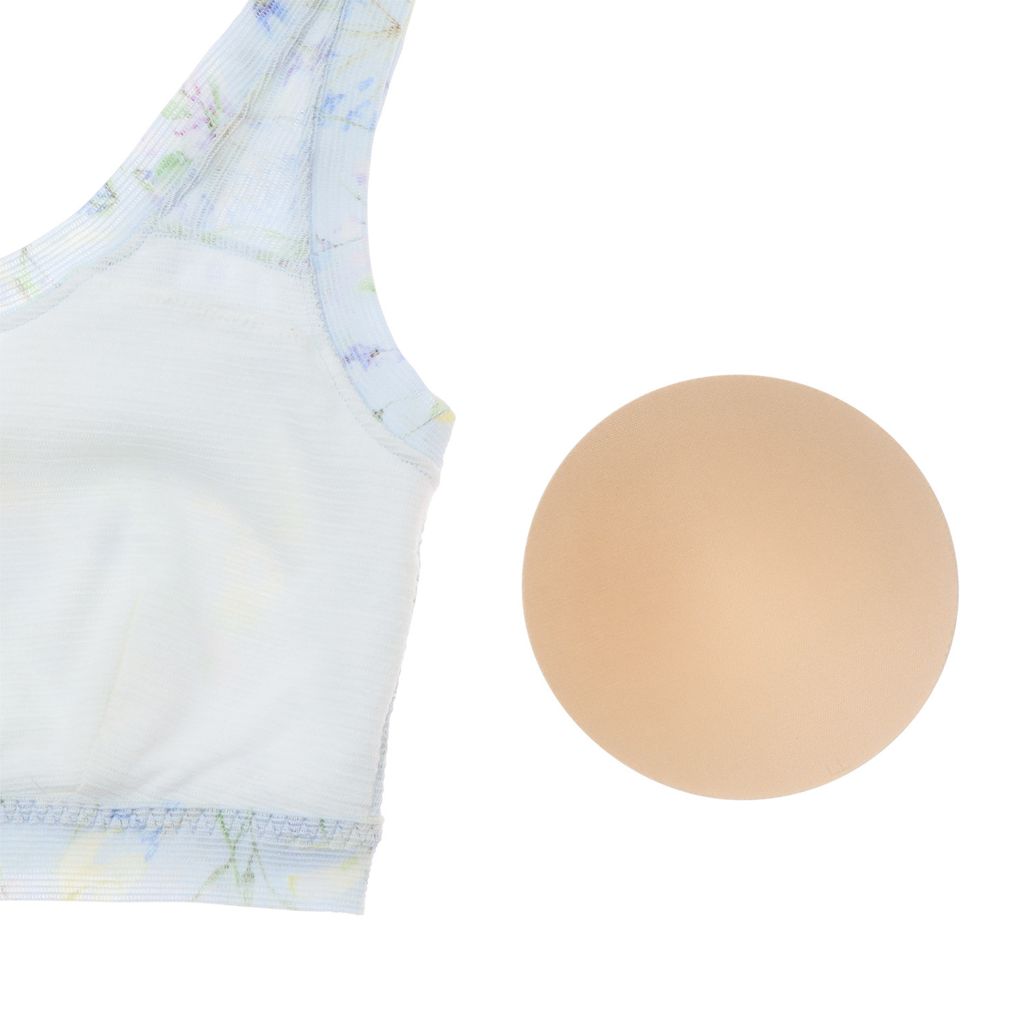 丸福ガーゼ 速乾 綿モダール混 フラワープリント ノンワイヤーブラジャー