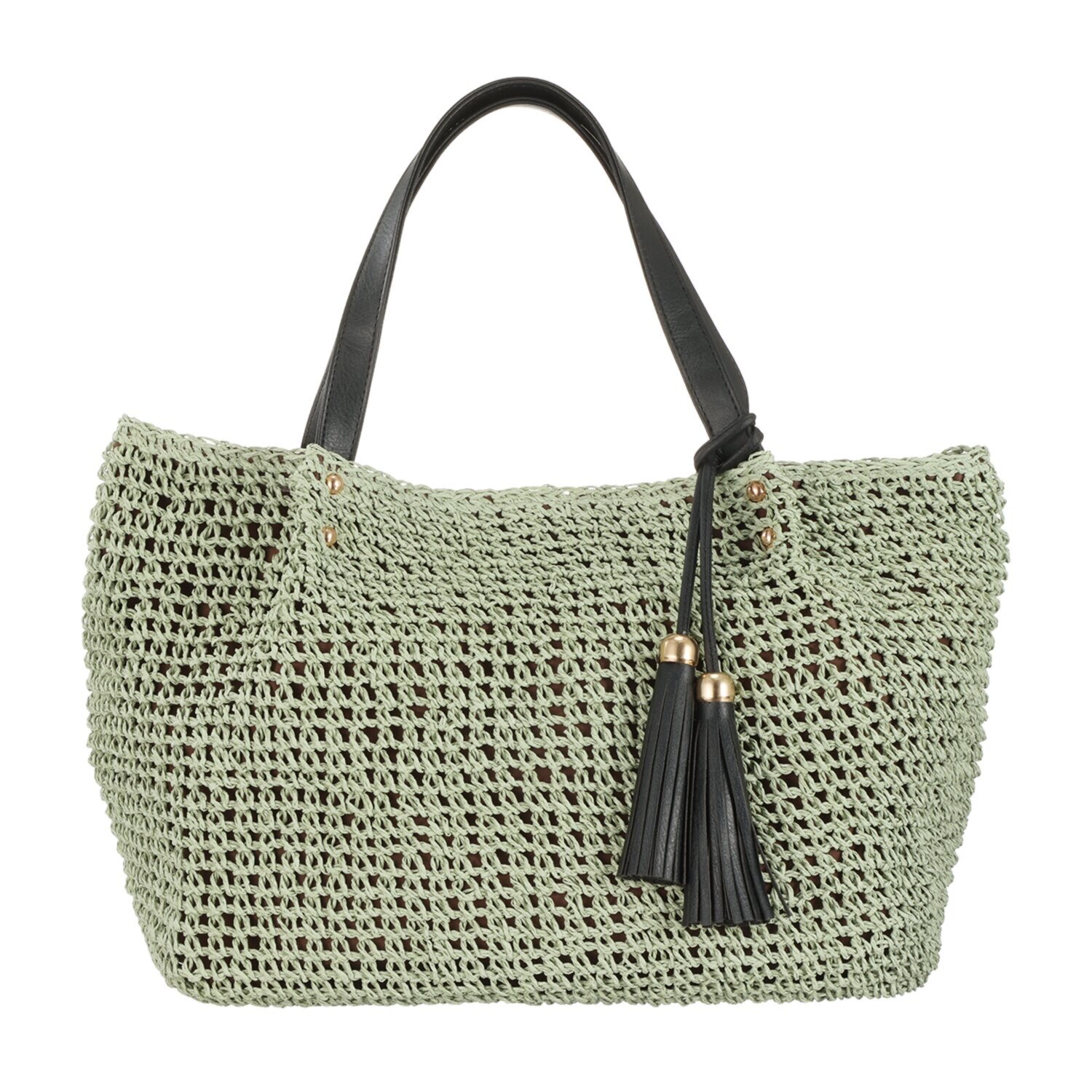 ラルジュ カラバリ豊富！ タッセル付 軽量かごトートバッグ