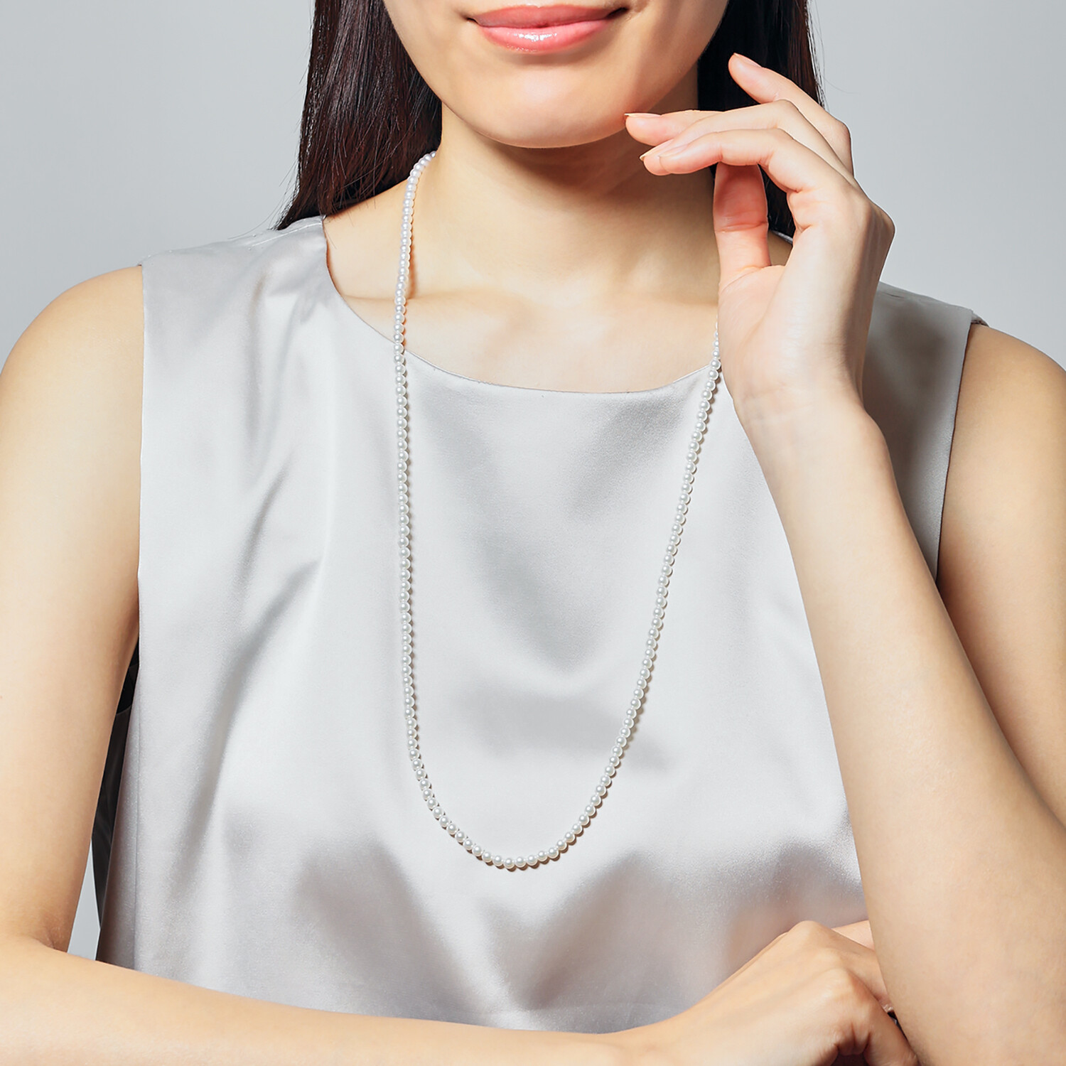 プレミアムパール 泉州の職人技 ベビー貝パール グラスホルダー兼 オペラタイプネックレス