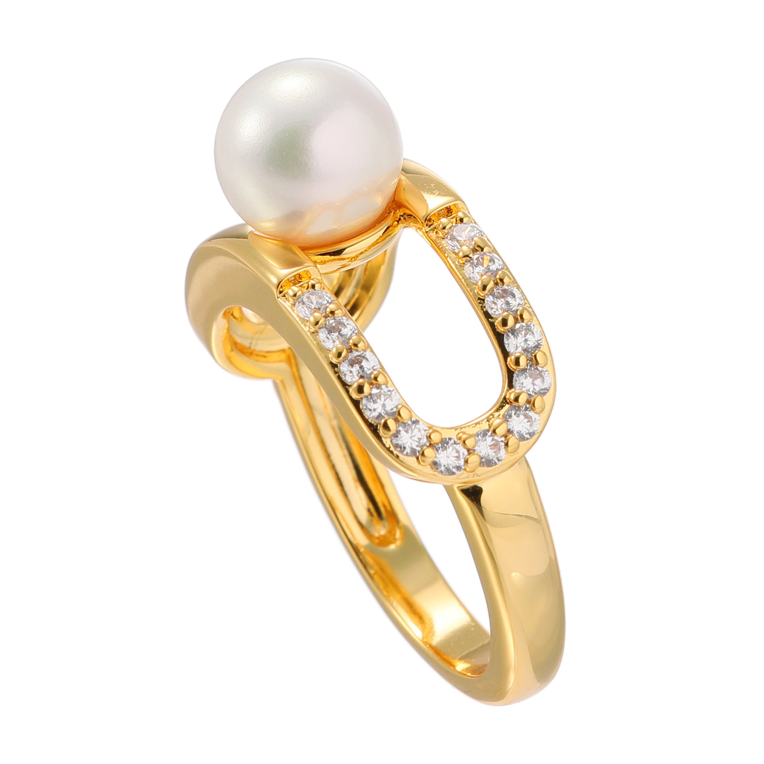 プレミアムパール 泉州の職人技 貝パール＆ＣＺ クリップデザイン リング