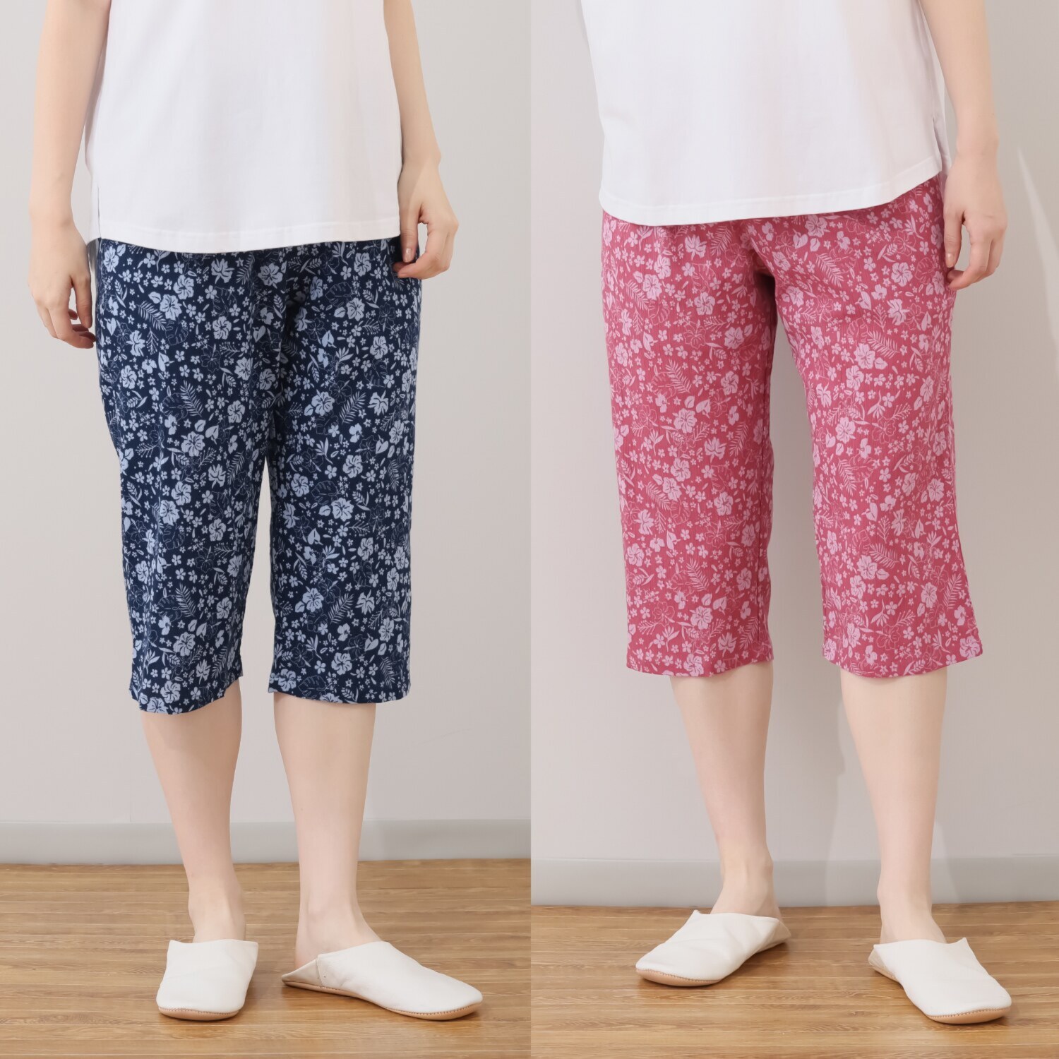 涼活女子 吸水速乾 ７分丈カプリパンツ ２枚セット